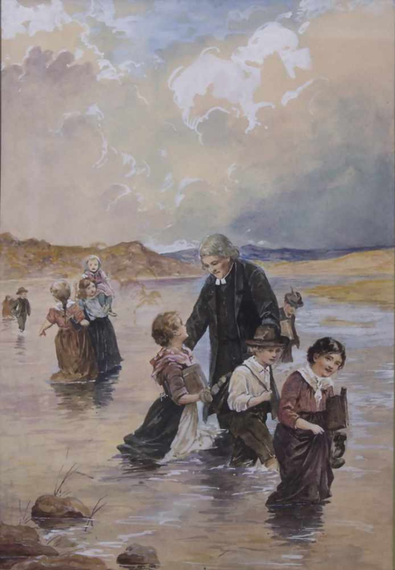 Adalbert Stifter (1805-1868) (Zuschreibung / Attributed), 'Seelandschaft mit Kindern und Priester' /
