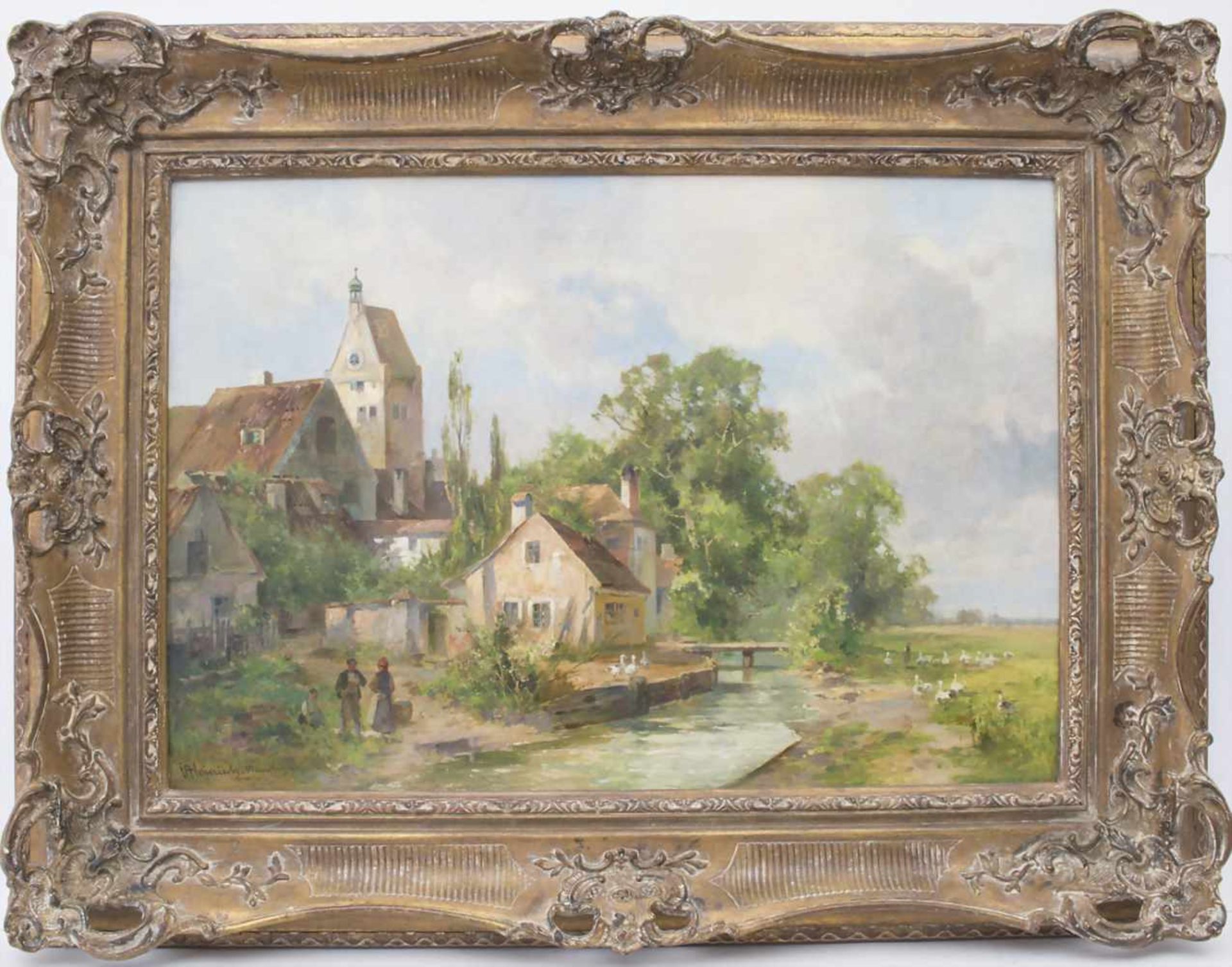 Karl Adam Heinisch (1847-1923), 'Fränkisches Dorf an der Wörnitz / 'A Franconian village by the - Bild 2 aus 6