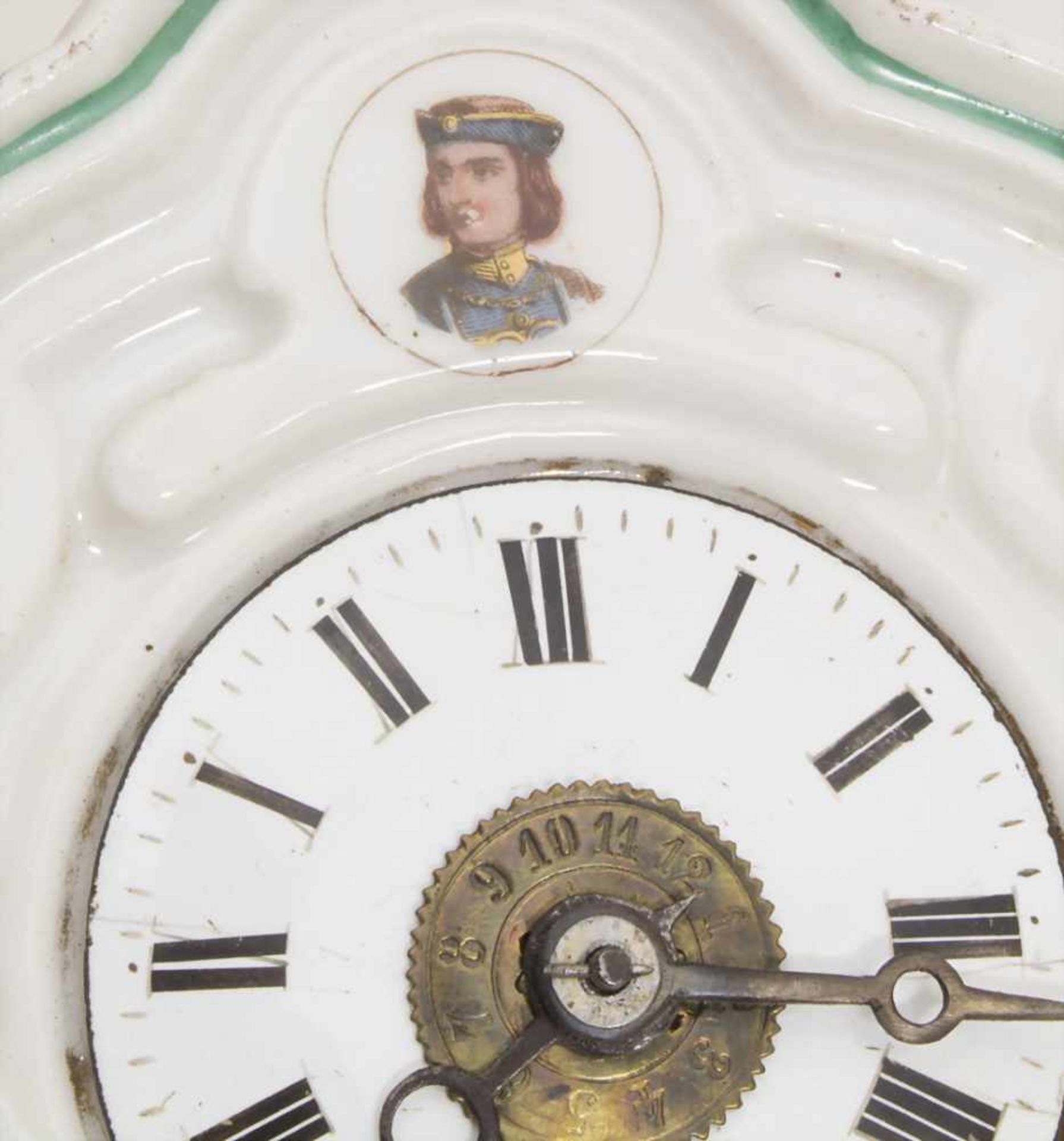 Jockele / A Black Forest clock, deutsch, um 1860Ziffernblatt: Porzellan, bemalt,Werk: - Image 2 of 5
