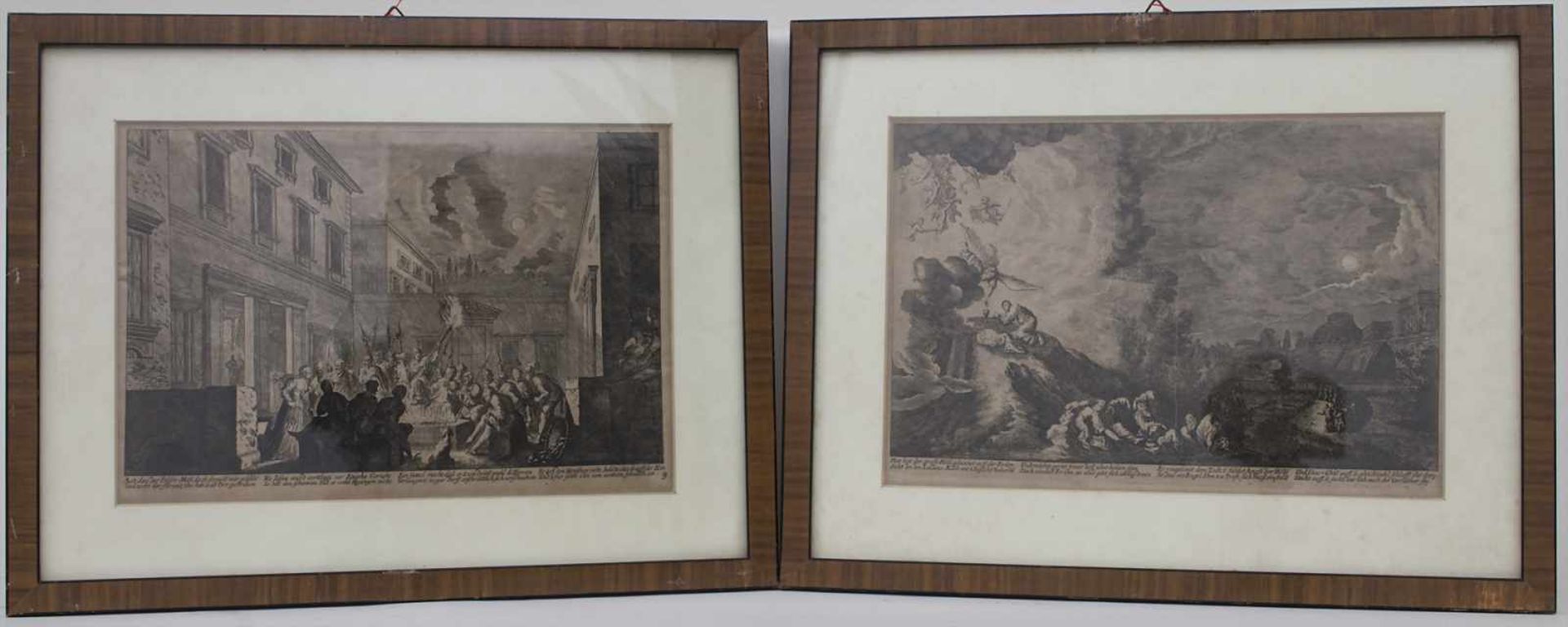 2 Kupferstiche mit biblischen Szenen / 2 copper engravings with biblical scenesTechnik: Kupferstiche