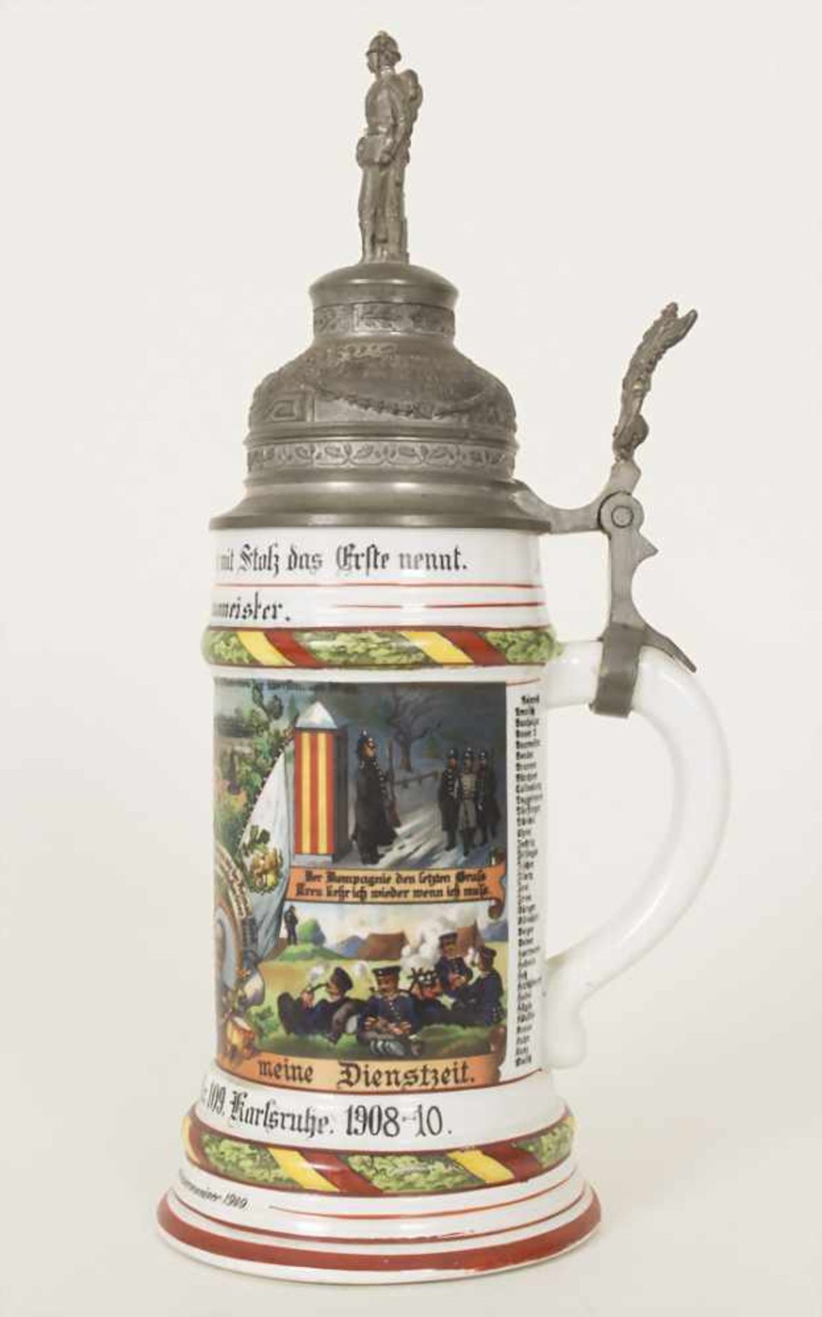 Reservistenkrug / A reservist beer mug, Karlsruhe, Baden, 1910Einheit: 1. Badisches Leib-Grenadier- - Image 3 of 19