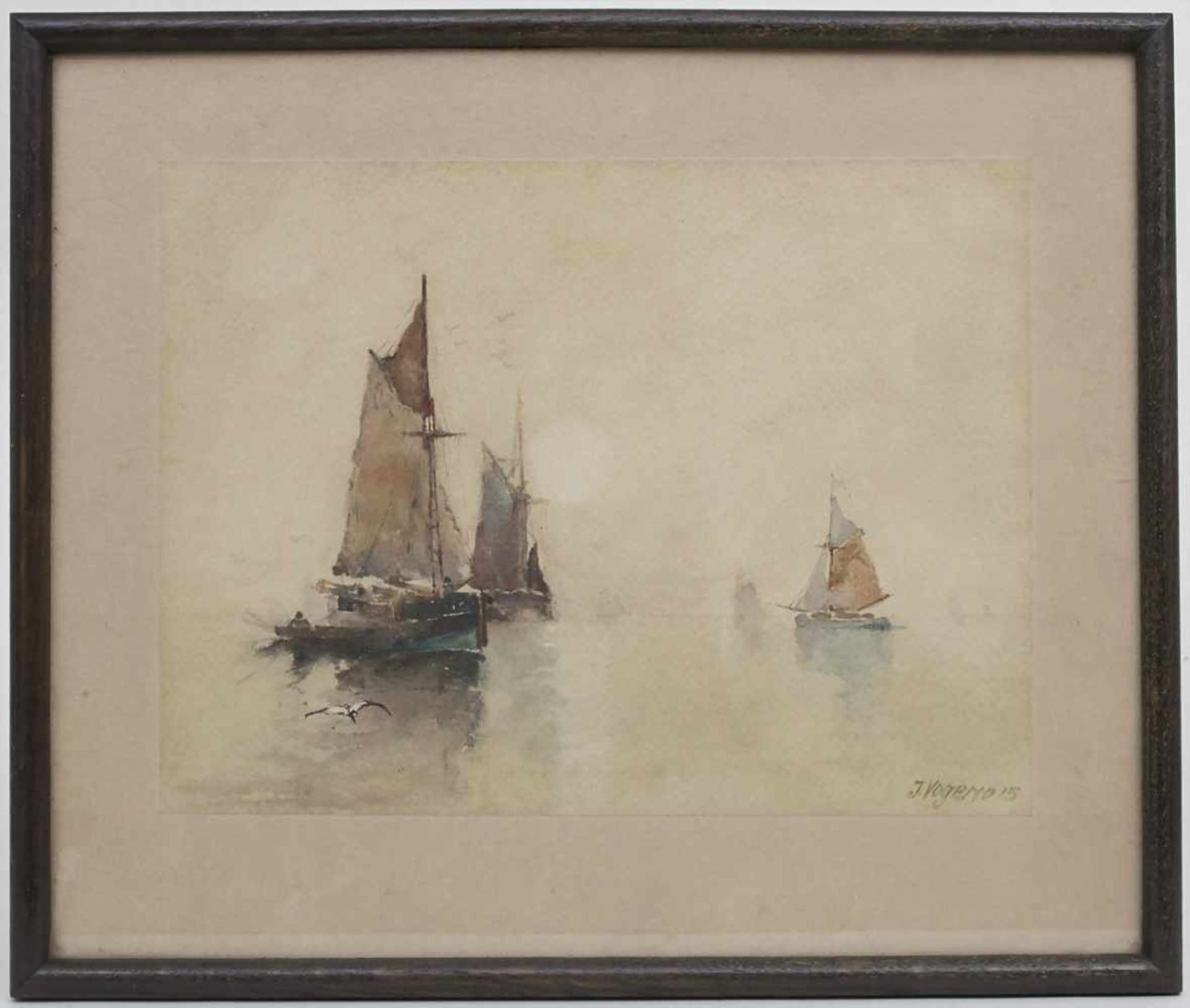 J. Vogeno (19. Jh,), 'Fischerboote im Morgenlicht' / 'Fishing boats in the morning light'Technik: - Image 3 of 7