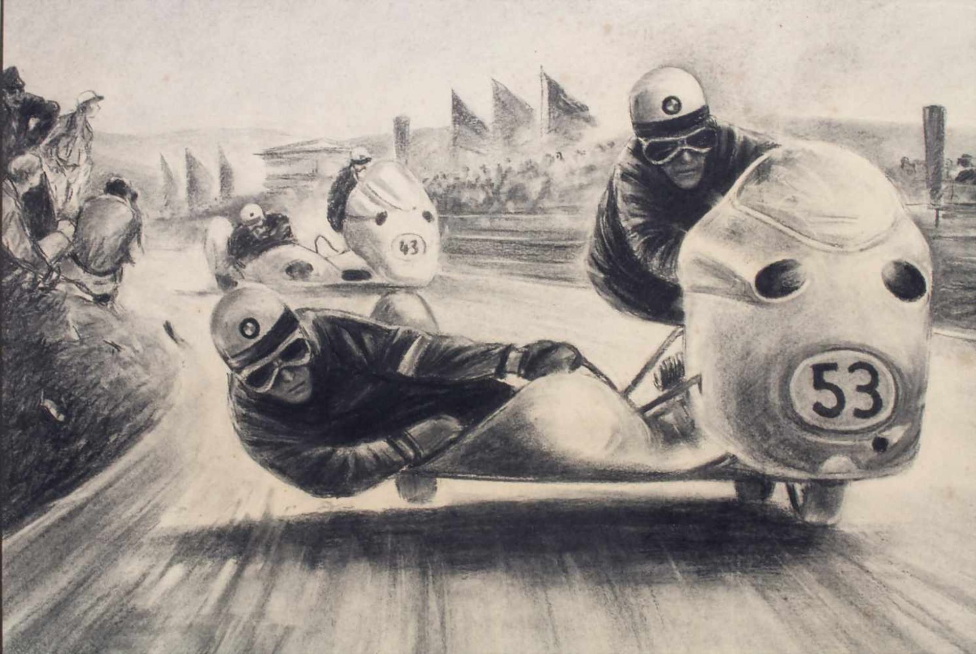 Motorrad-Weltmeisterschaft 1955 / The motorbike world championship in Assen 1955Technik: Kreide - Image 5 of 9