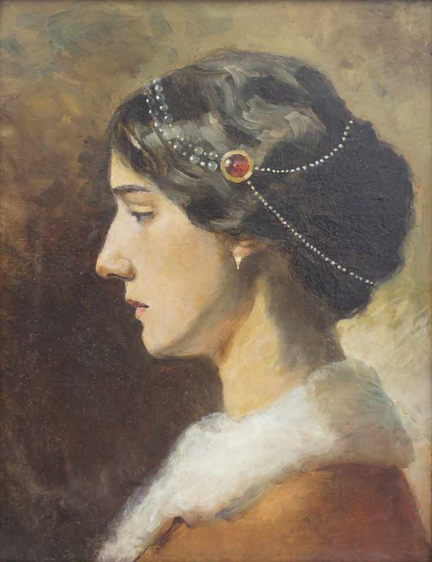 Künstler des 19. Jh., 'Porträt einer Dame' / 'A lady's portrait'Technik: Öl auf Pappe, gerahmt,