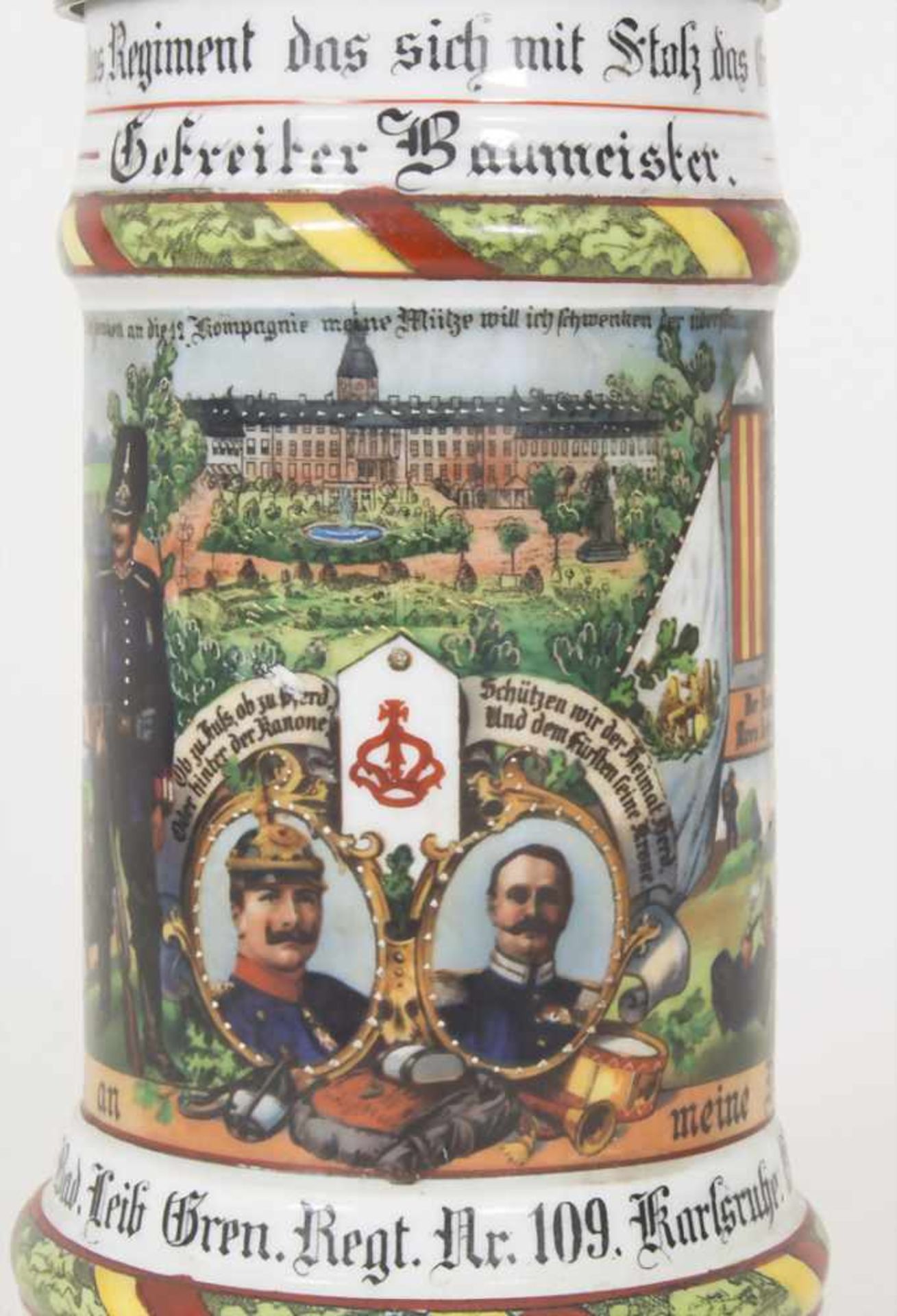 Reservistenkrug / A reservist beer mug, Karlsruhe, Baden, 1910Einheit: 1. Badisches Leib-Grenadier- - Image 8 of 19