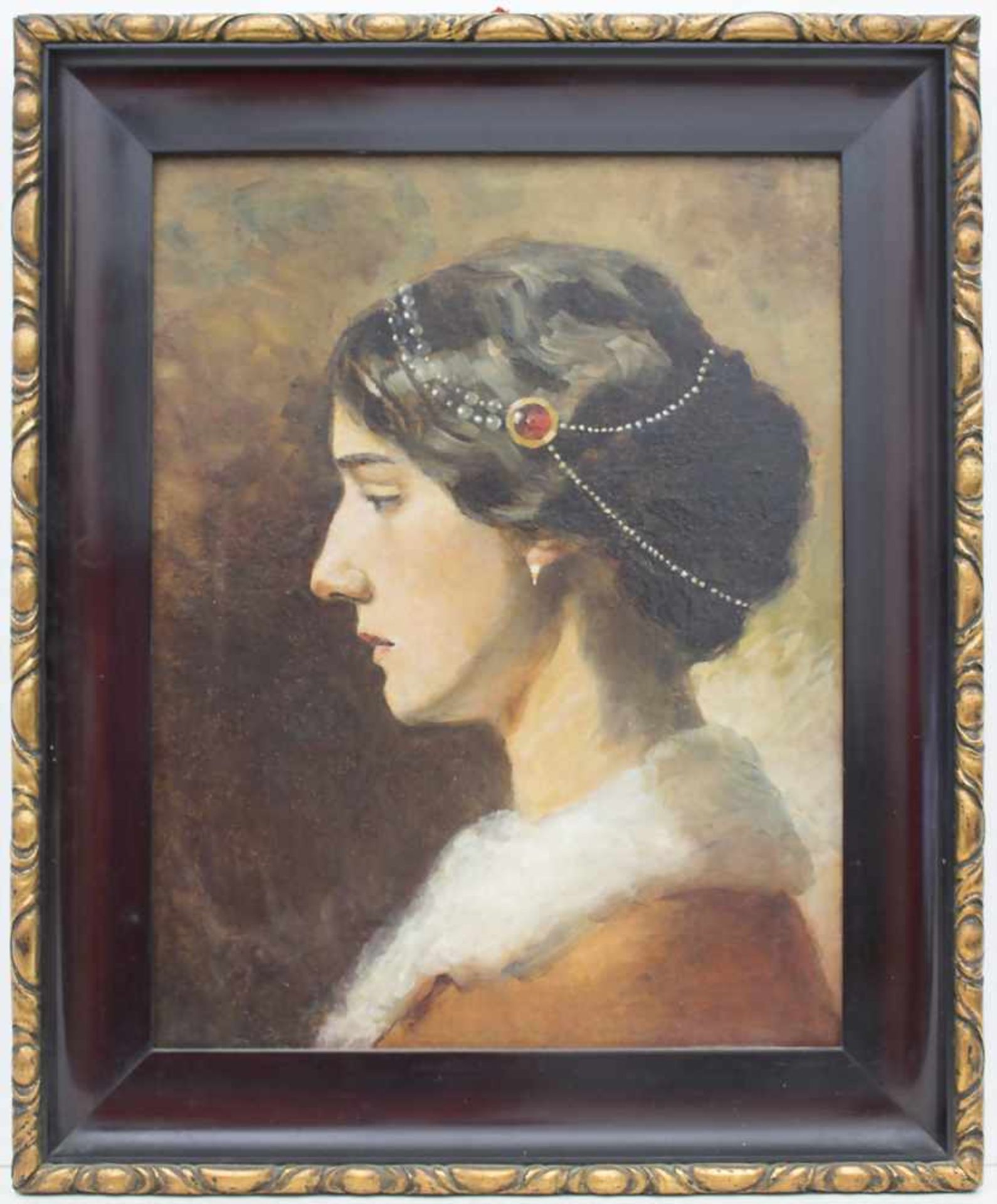 Künstler des 19. Jh., 'Porträt einer Dame' / 'A lady's portrait'Technik: Öl auf Pappe, gerahmt, - Bild 2 aus 4