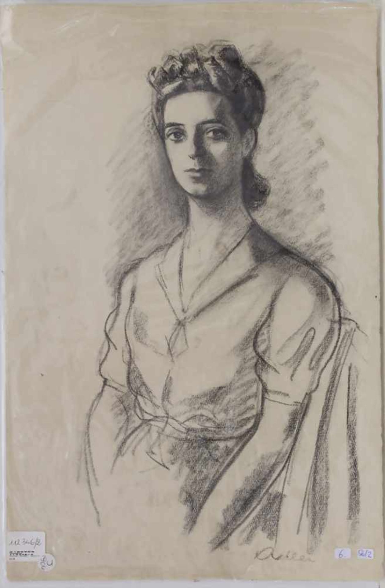 Michel Adlen (1898-1980), 'Porträt einer jungen Dame' / 'A portrait of a young lady'Technik: Kohle - Bild 2 aus 7