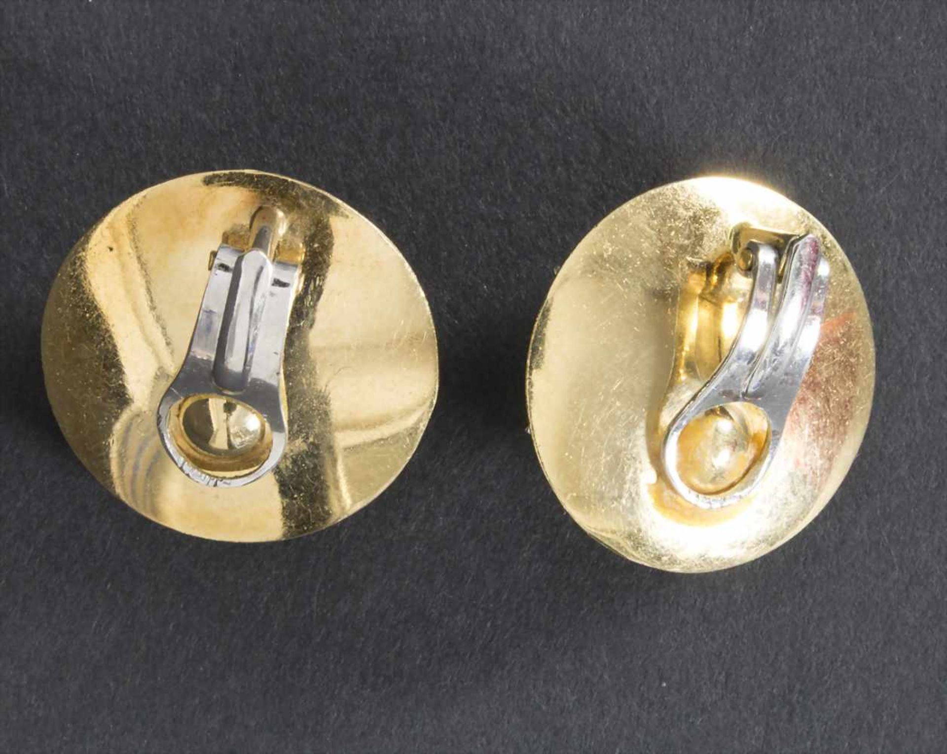 Paar Ohrclips / A pair of earclips,Material: Gelbgold/Weißgold 585/000 14 Kt gepunzt, Diamaten,Maße: - Image 3 of 3