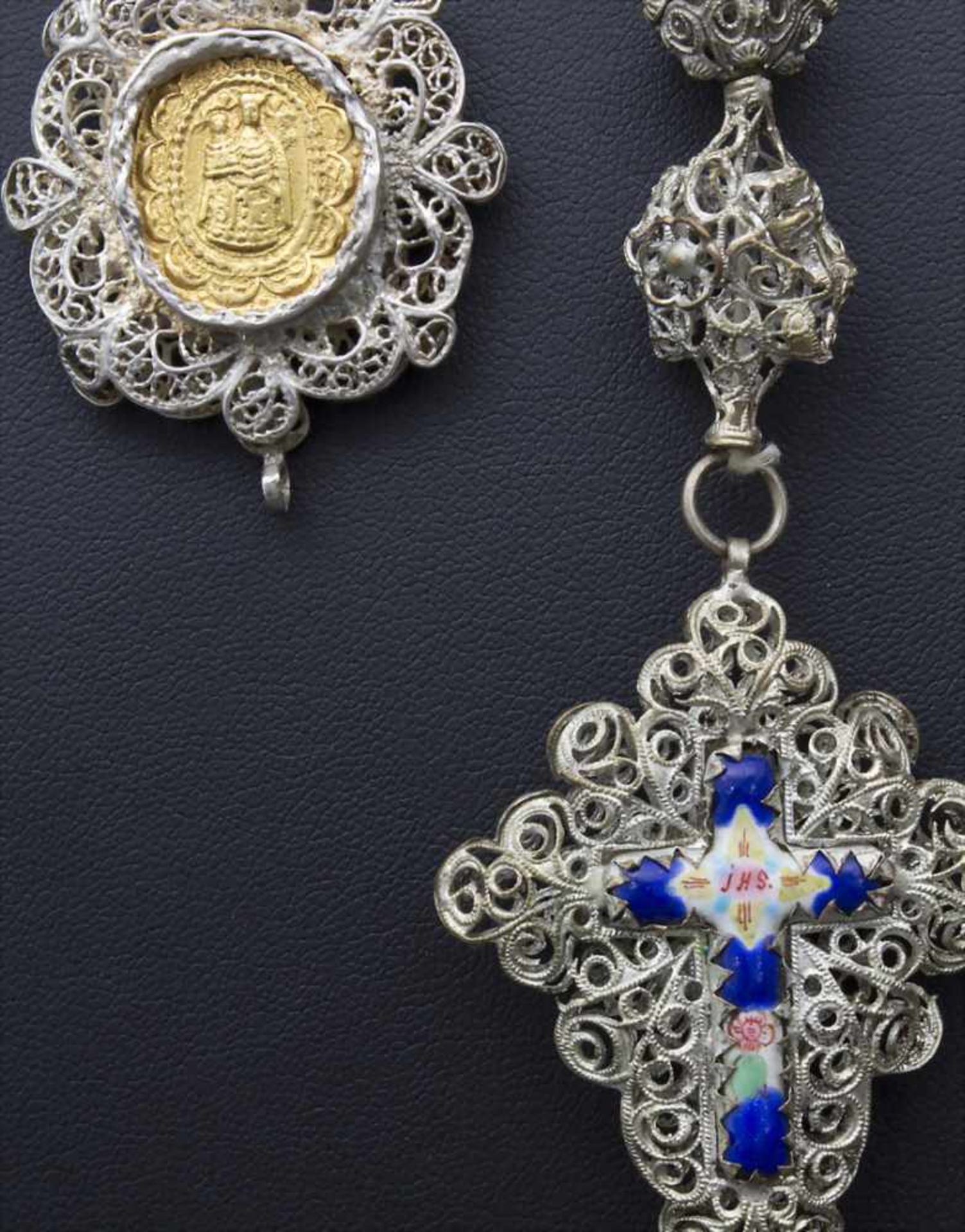 2 Rosenkränze / 2 rosaries, süddeutsch, 19. Jh.Material: Filigranarbeit, 1x Silber, 1x versilbert, - Bild 5 aus 5