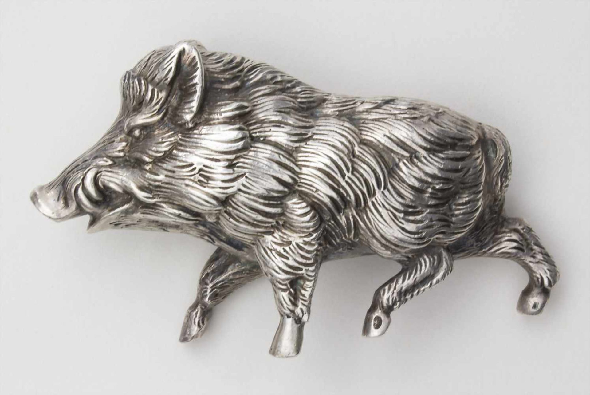 Silber Tierfigur 'Wildschwein / Eber' / A small silver animal figurine of a roar, 20. Jh.Material: - Image 2 of 3