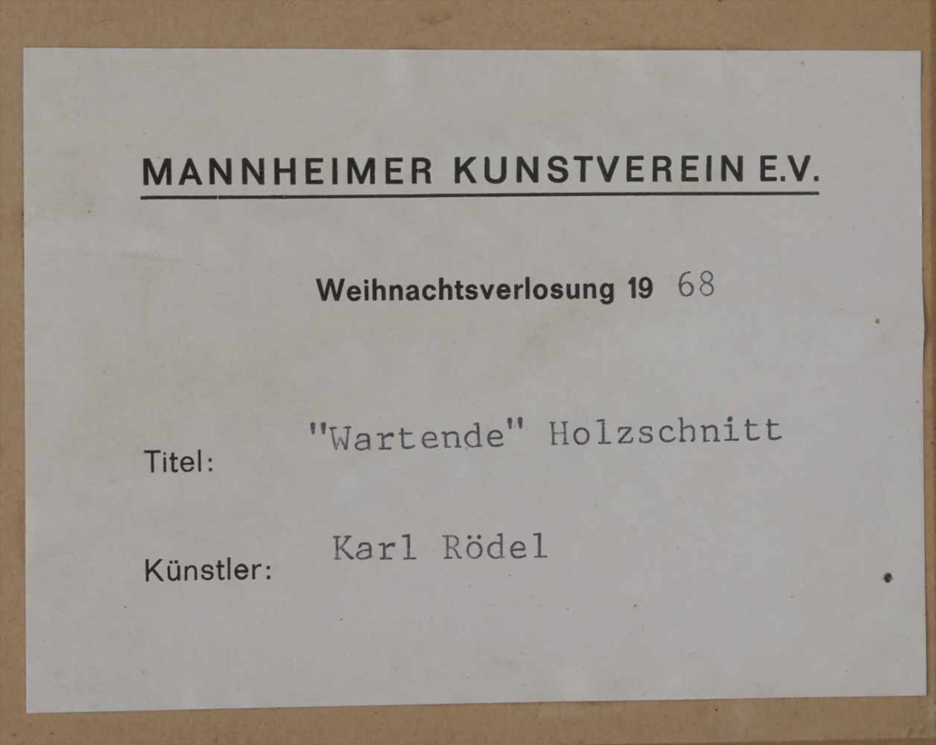 Karl Rödel (1907-1982), 'Wartende' / 'A waiting woman'Technik: Holzschnitt, gerahmt, hinter Glas, - Image 8 of 9