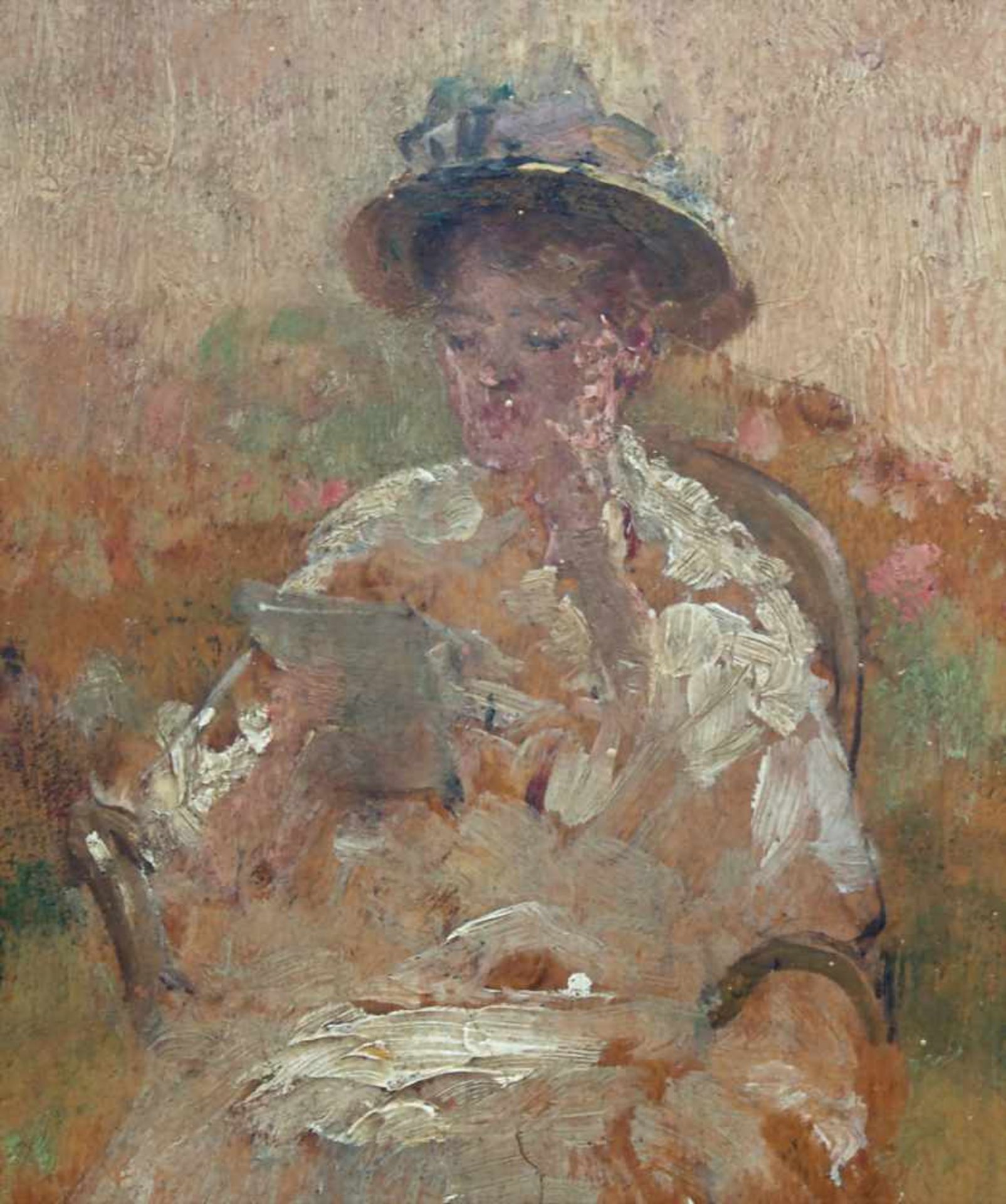 Berthe Morisot (1841-1895) (Zuschreibung / Attributed), 'Lesende Dame im Garten' / 'A reading lady' - Image 3 of 5