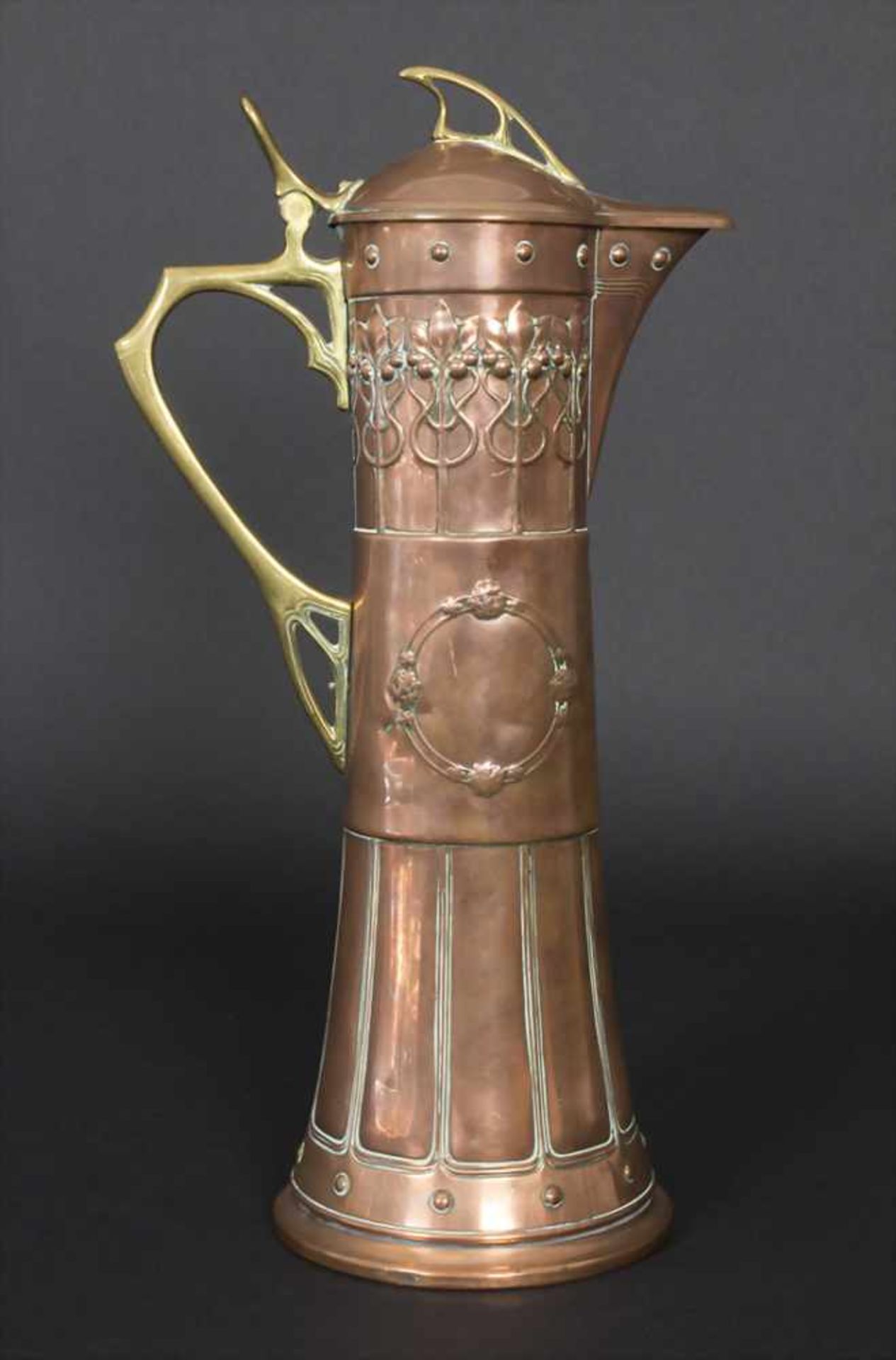 Große Jugendstil Kanne / A large Art Nouveau pitcher, WMF, um 1900Material: Kupfer, Handhabe und - Image 5 of 15