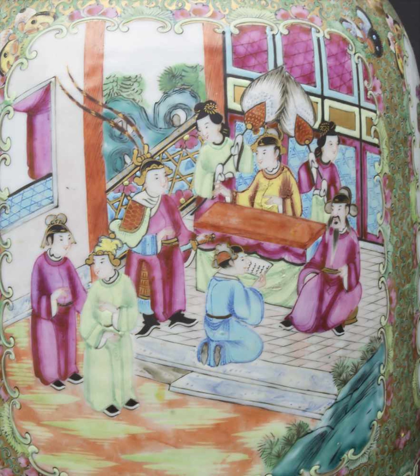 Porzellan Ziervase,'Famille Rose', China, 19. Jh.Material: Porzellan, polychrome Emailmalerei, - Bild 9 aus 29