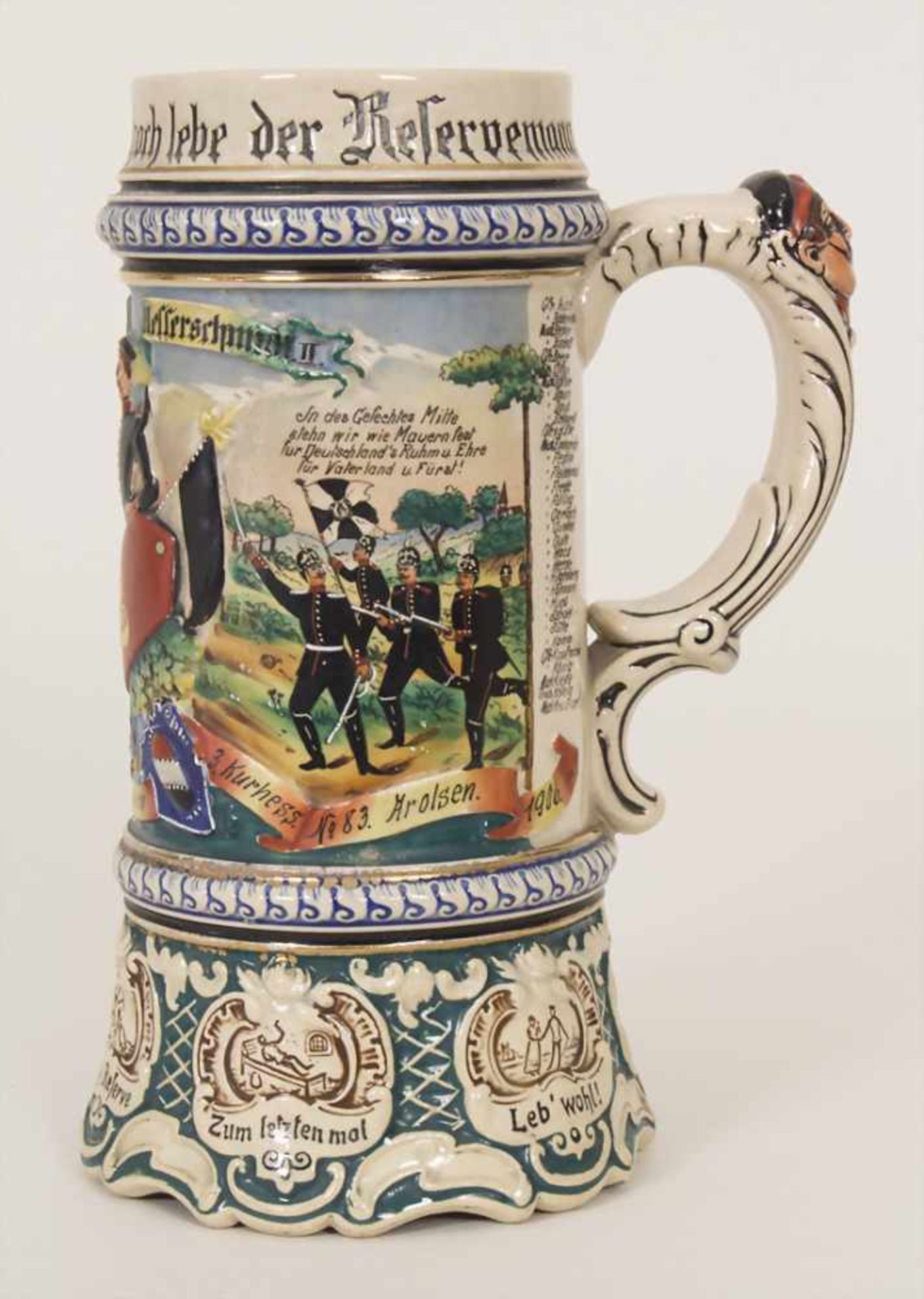 Reservistenkrug / A reservist beer mug, Arolsen, Hessen, 1906Einheit: '11. Comp. Inft. Rgt. von - Image 3 of 21