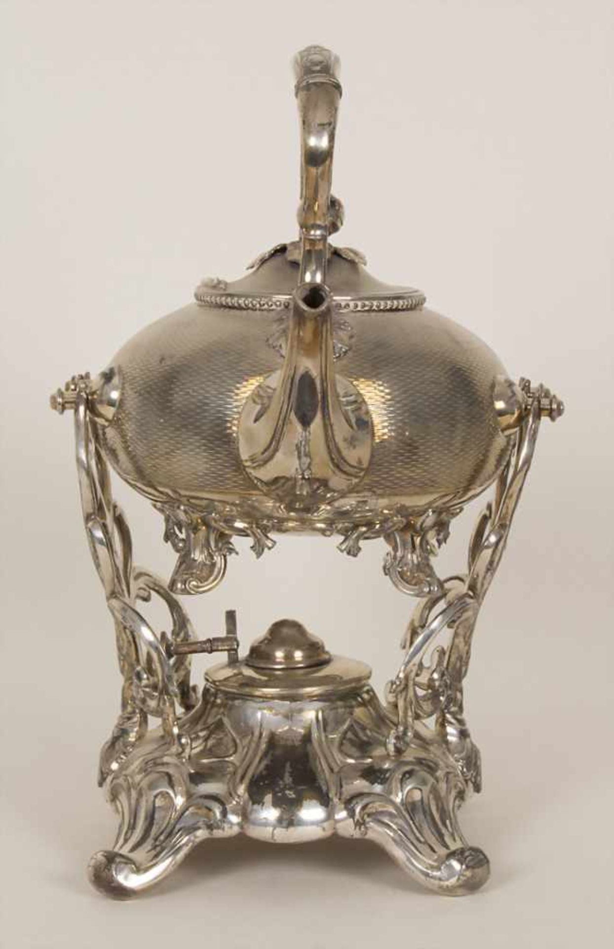 Teekanne auf Rechaud / A silver tea pot with rechaud, I. H. Peters & Co. Hamburg, um 1900Material: - Image 2 of 9