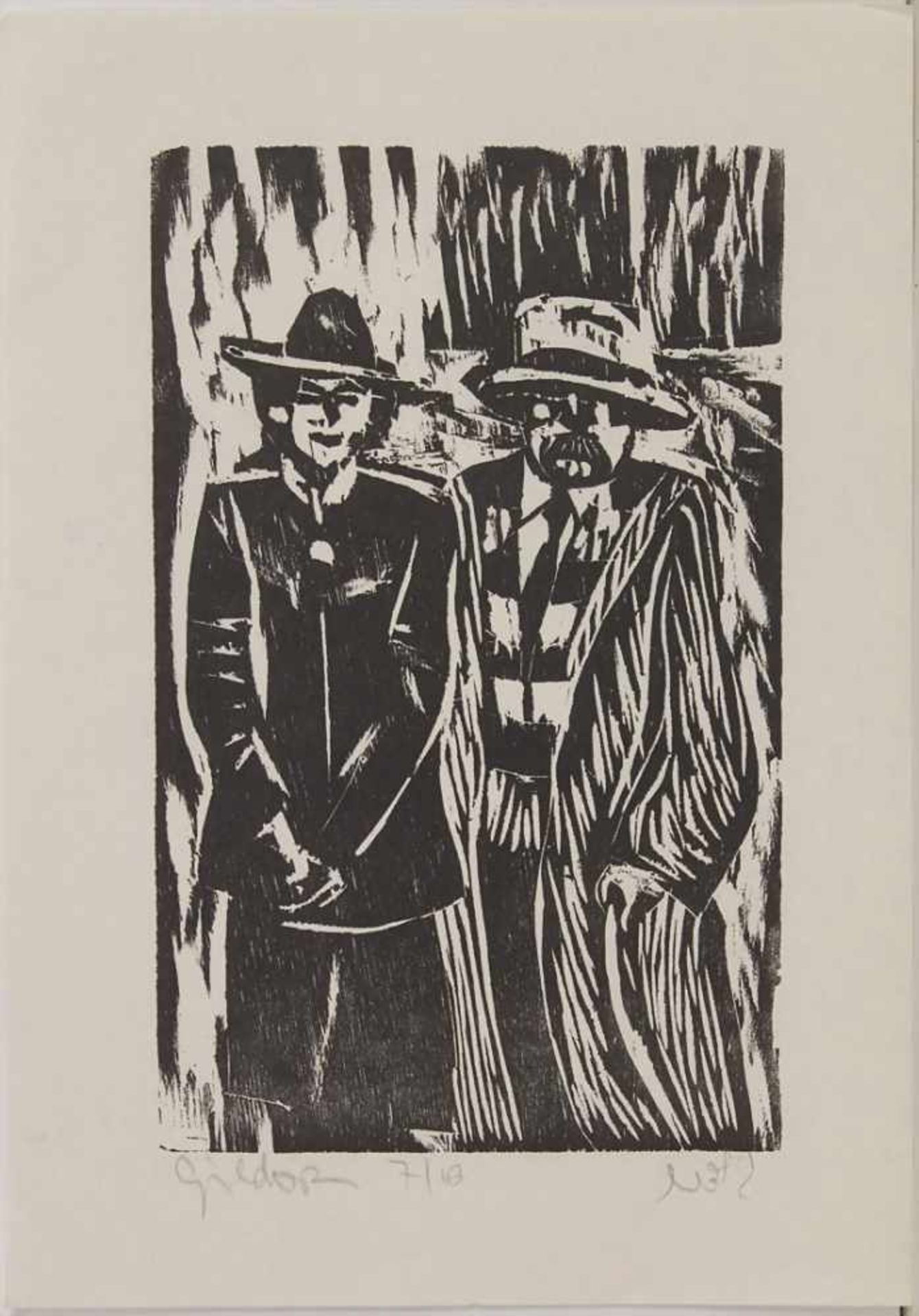 Jacob Gildor (*1948), 'Paar mit Hut' / 'A couple with hat'Technik: Holzschnitt auf Papier, - Bild 2 aus 9