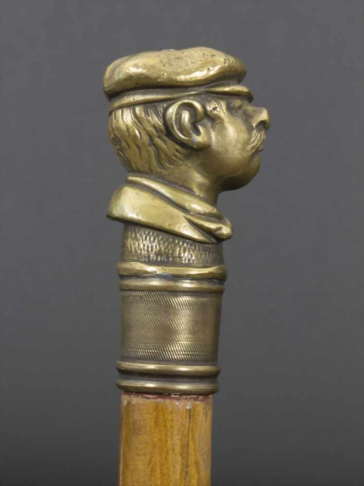 Gehstock mit Figurengriff 'Männerkopf' / A cane with figural handle 'Head of a man', um - Bild 4 aus 5