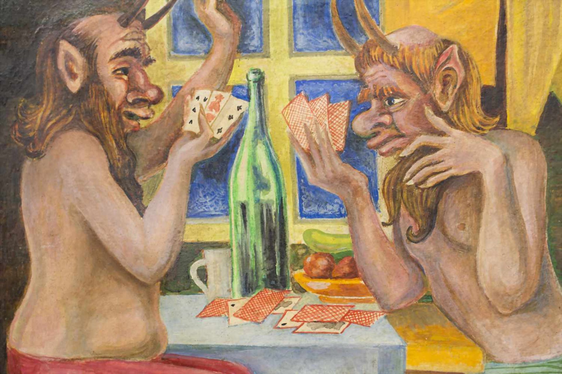 Russischer Maler 'Kartenspielende Faune und weibliche Akte' / Card playing fauns and female nudes' - Bild 4 aus 6