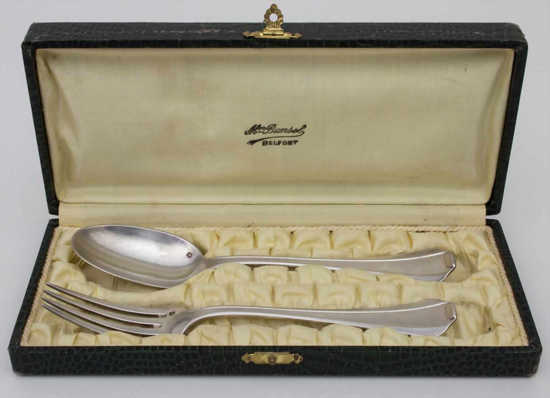 Gabel und Löffel im Etui / A silver fork and a spoon in a box, Louis Coignet, Paris, 1889- - Image 5 of 5