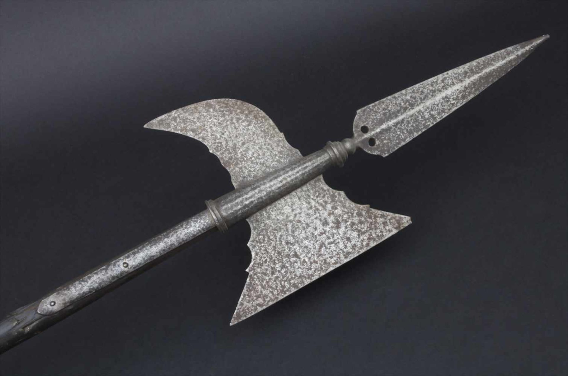 Stangenwaffe 'Hellebarde' / Polearm 'Halberd'Material: Eisen geschmiedet, Holz-Stange und Vernietung - Bild 2 aus 5
