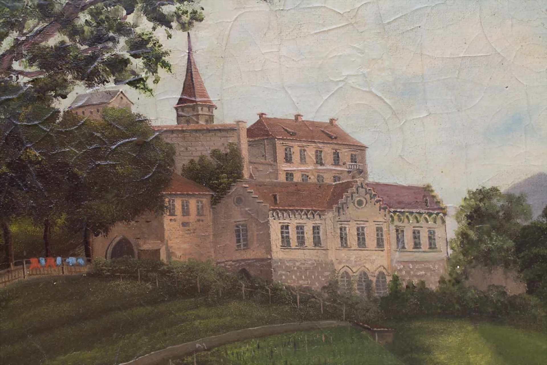 H. Franz (19. Jh.), 'Landschaft mit Burgansicht' / 'A landscape with a castle'Technik: Öl auf - Image 4 of 7