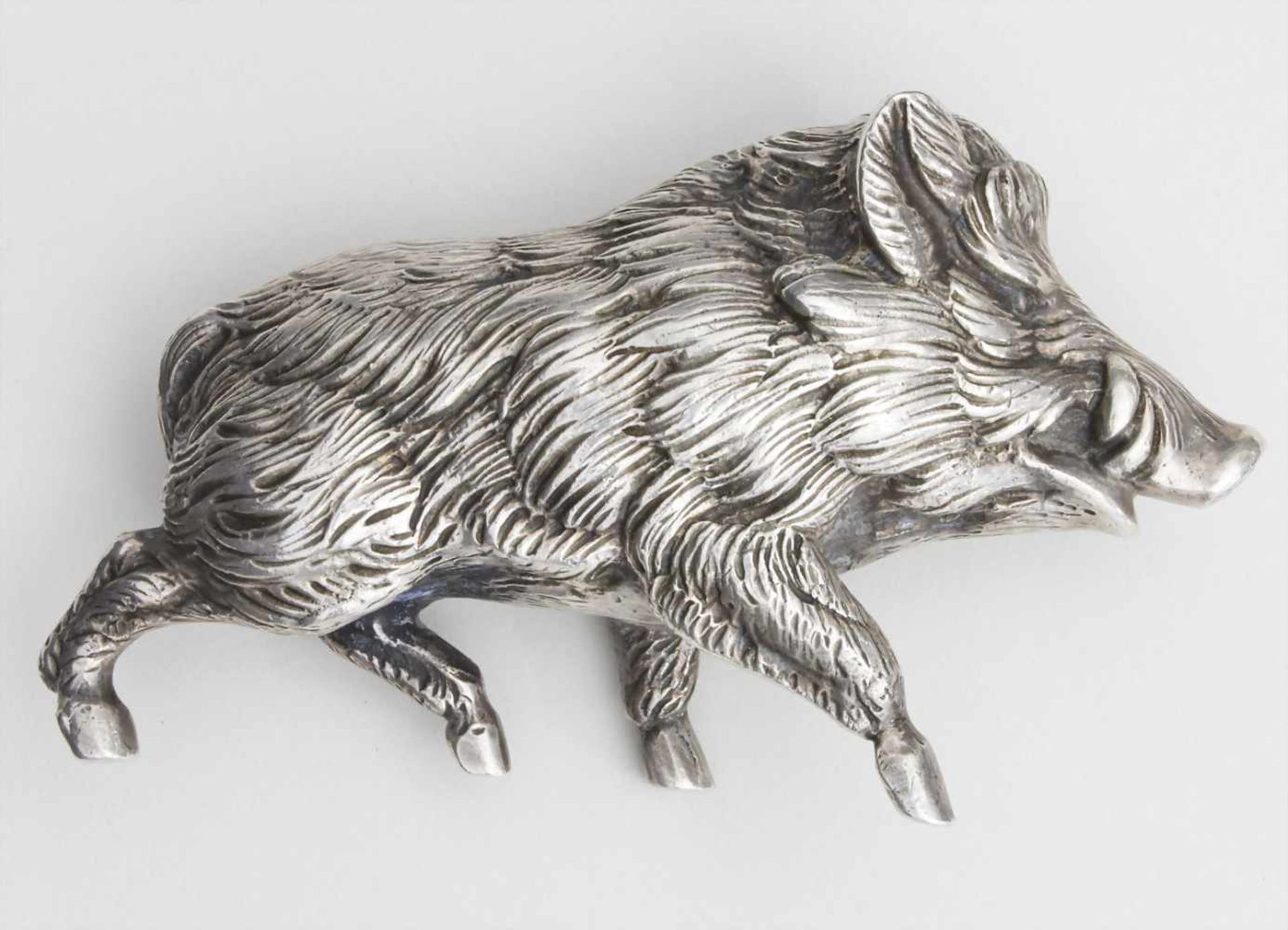 Silber Tierfigur 'Wildschwein / Eber' / A small silver animal figurine of a roar, 20. Jh.Material: