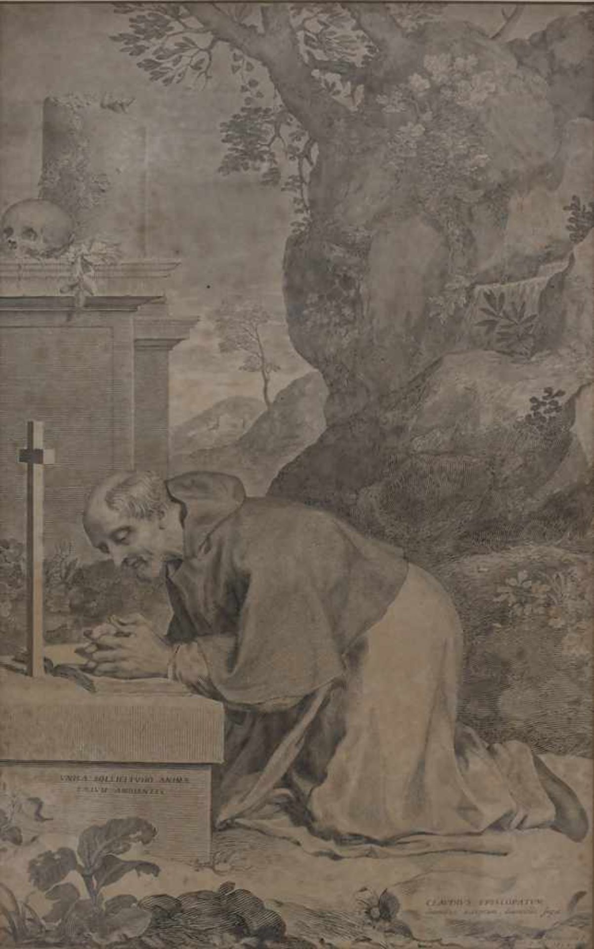 Claude Mellan (1598-1688), 'Claudius in Anbetung des Kreuzes' / 'Claudius in adoration of the