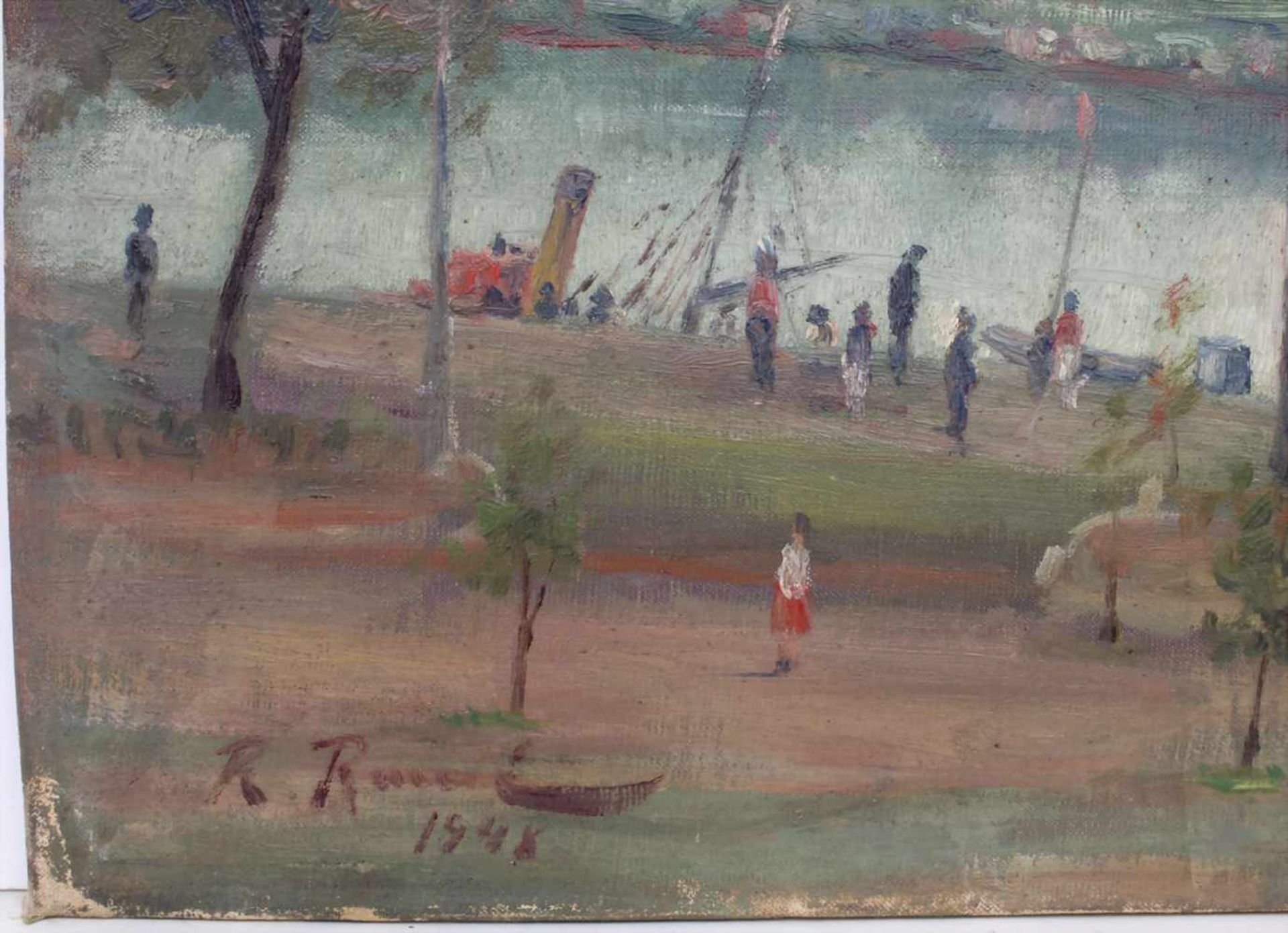 Landschaftsmaler (tätig 1940er Jahre), 'Flusslandschaft mit Figurenstaffage' / 'A riverscape with - Image 3 of 4
