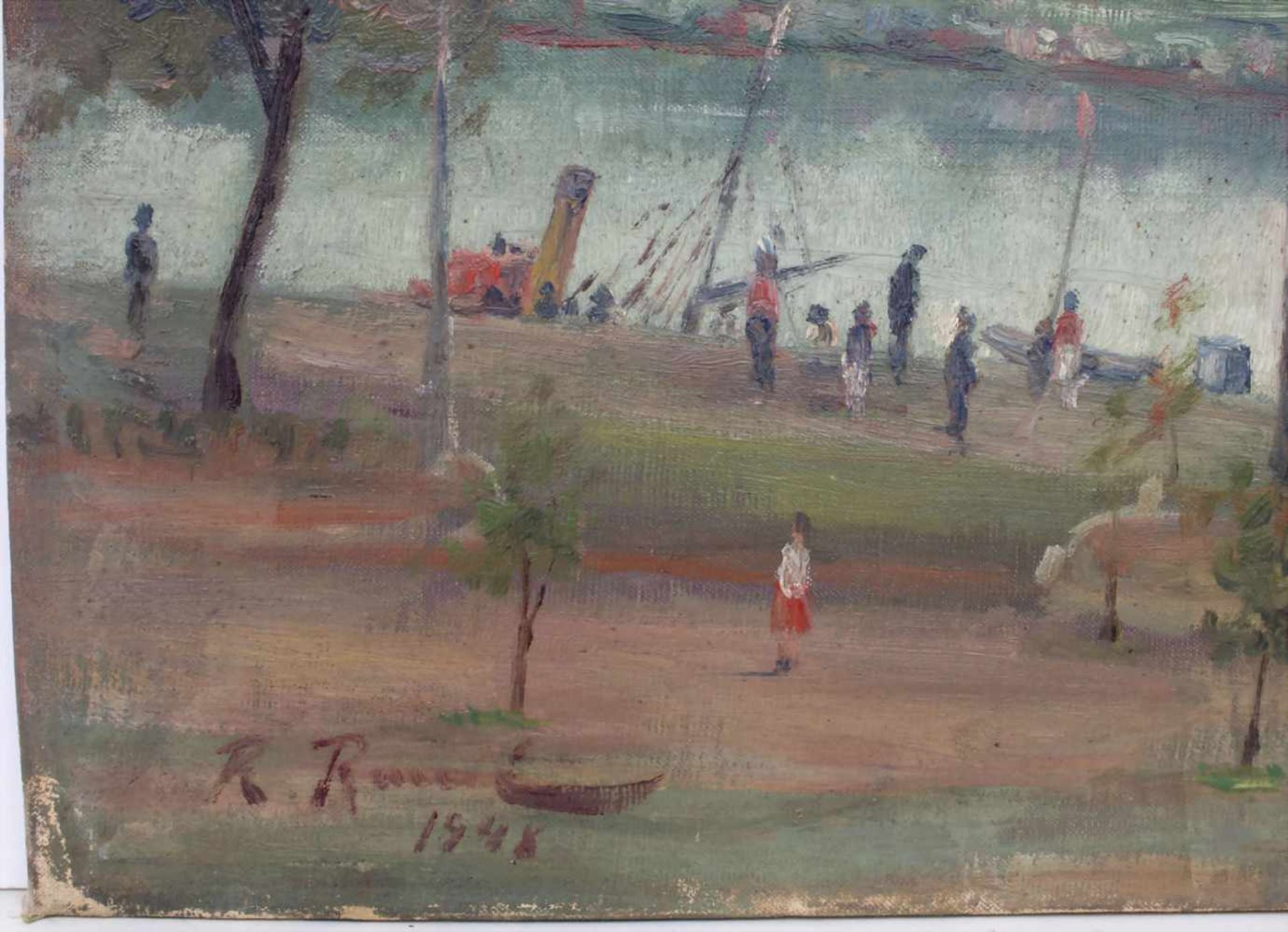 Landschaftsmaler (tätig 1940er Jahre), 'Flusslandschaft mit Figurenstaffage' / 'A riverscape with - Bild 3 aus 4