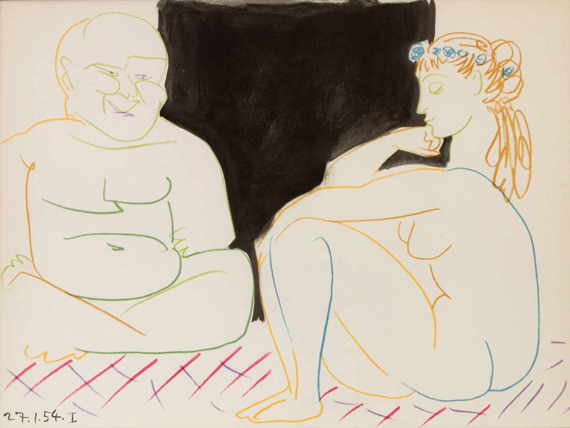Pablo Picasso (1881-1973) (Zuschreibung / Attributed), 'Mann und Modell' / 'A man and a model'