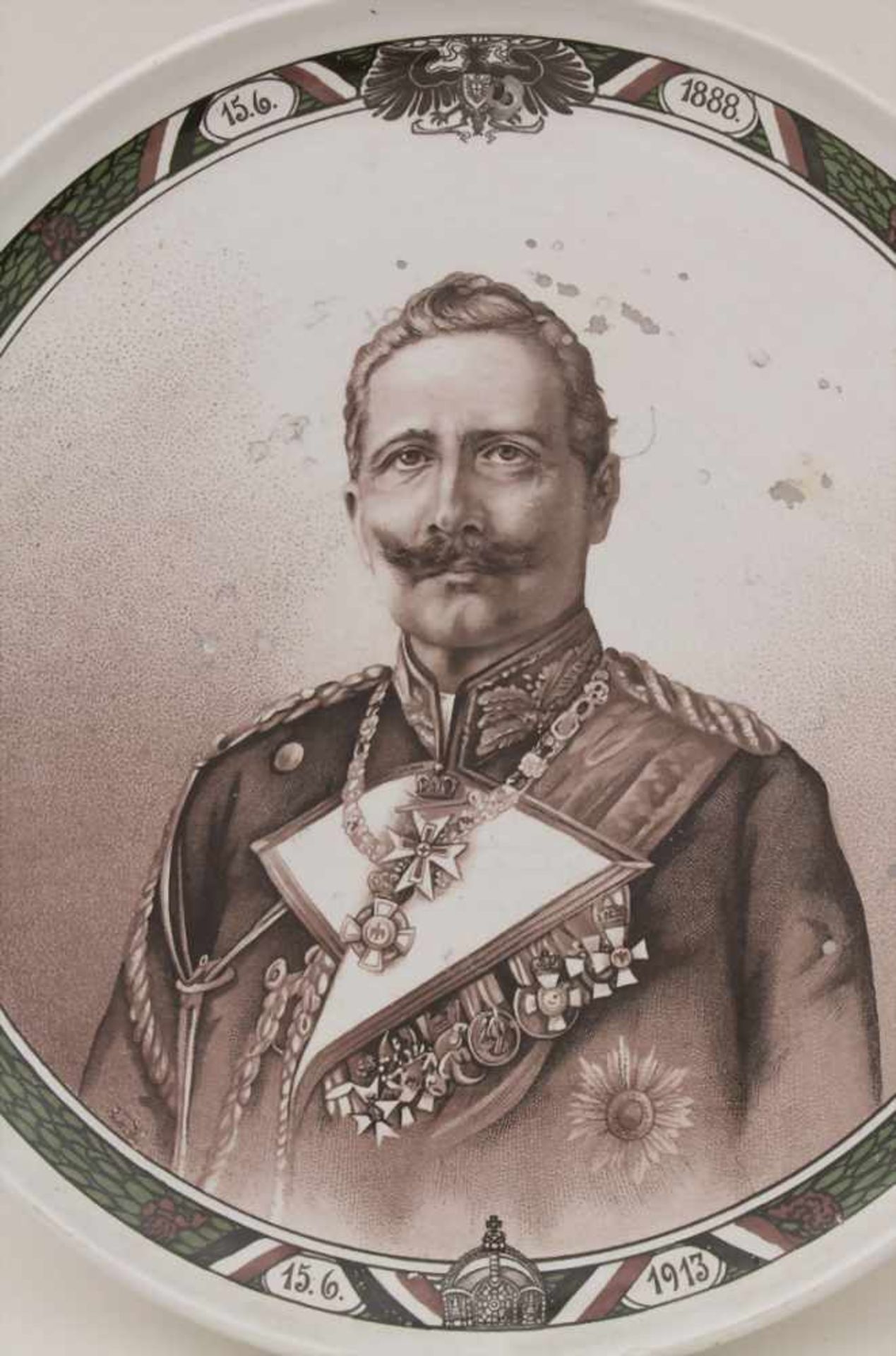 Paar Wandteller, Villeroy & Boch Wallerfangen, 1913Porträt Kaiser Wilhelm II und Kaiserin Augusta - Bild 3 aus 9