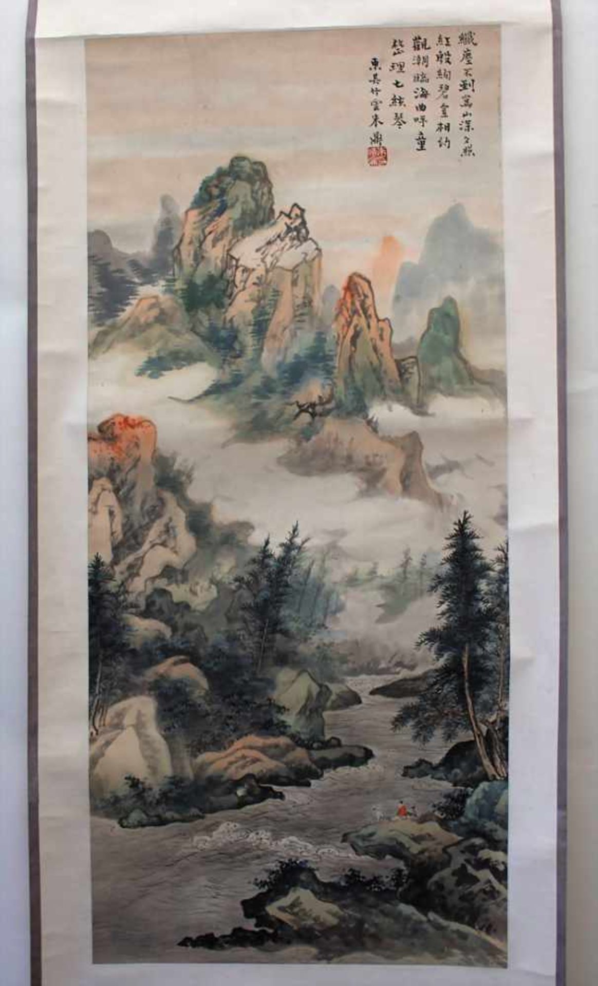 Konvolut 4 Rollbilder / A set of 3 scroll paintings, ChinaBestehend aus: Felsenlandschaft, 2 Vogel- - Image 5 of 29