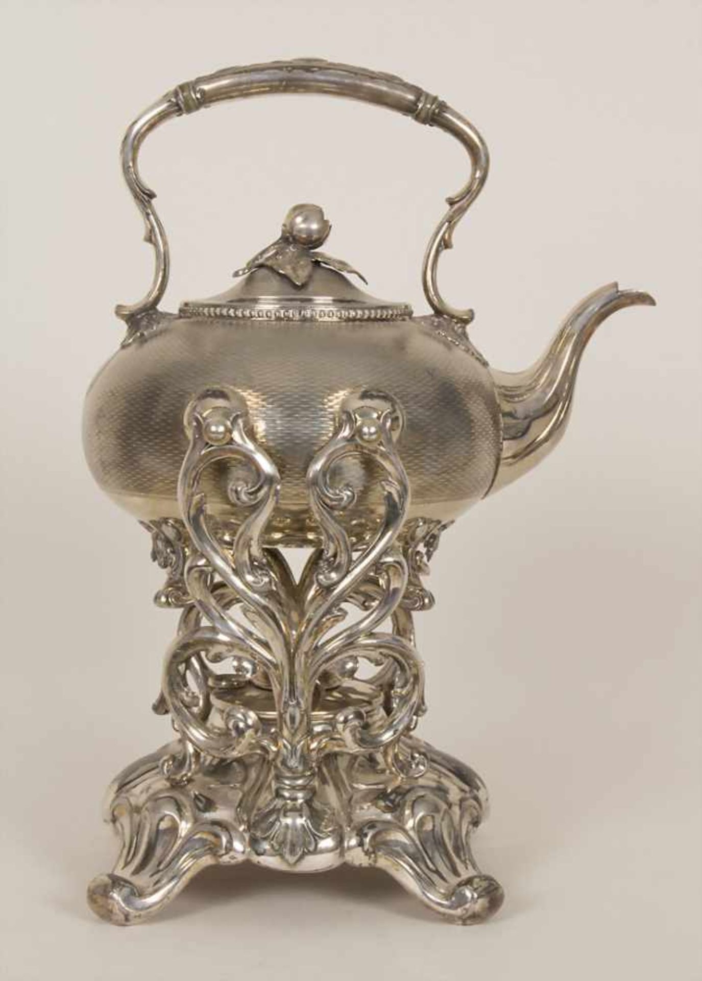 Teekanne auf Rechaud / A silver tea pot with rechaud, I. H. Peters & Co. Hamburg, um 1900Material: - Image 3 of 9