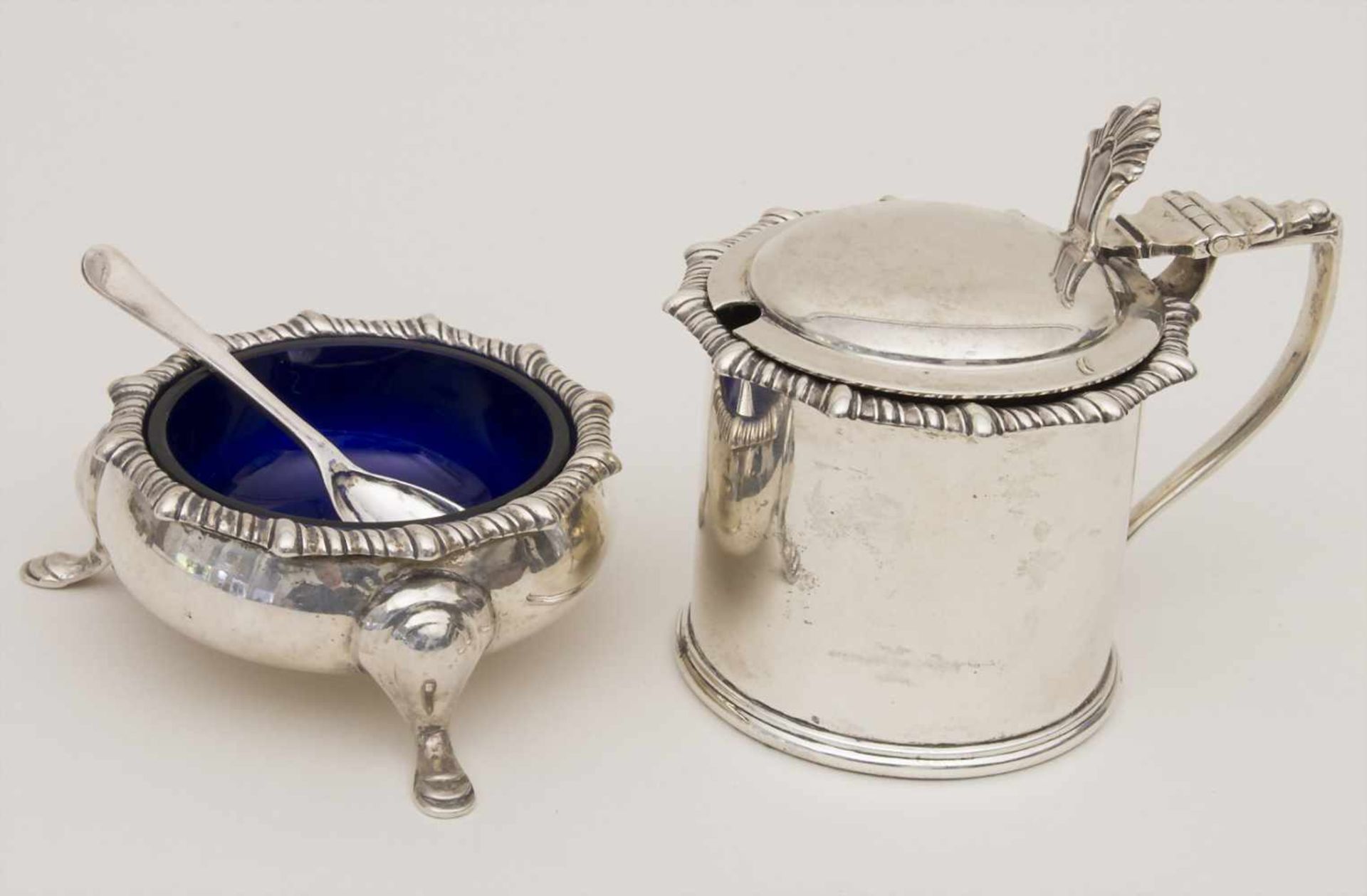 Senftopf & Saliere / A silver mustard set and an open salt, James Dixon & Sons, Sheffield,