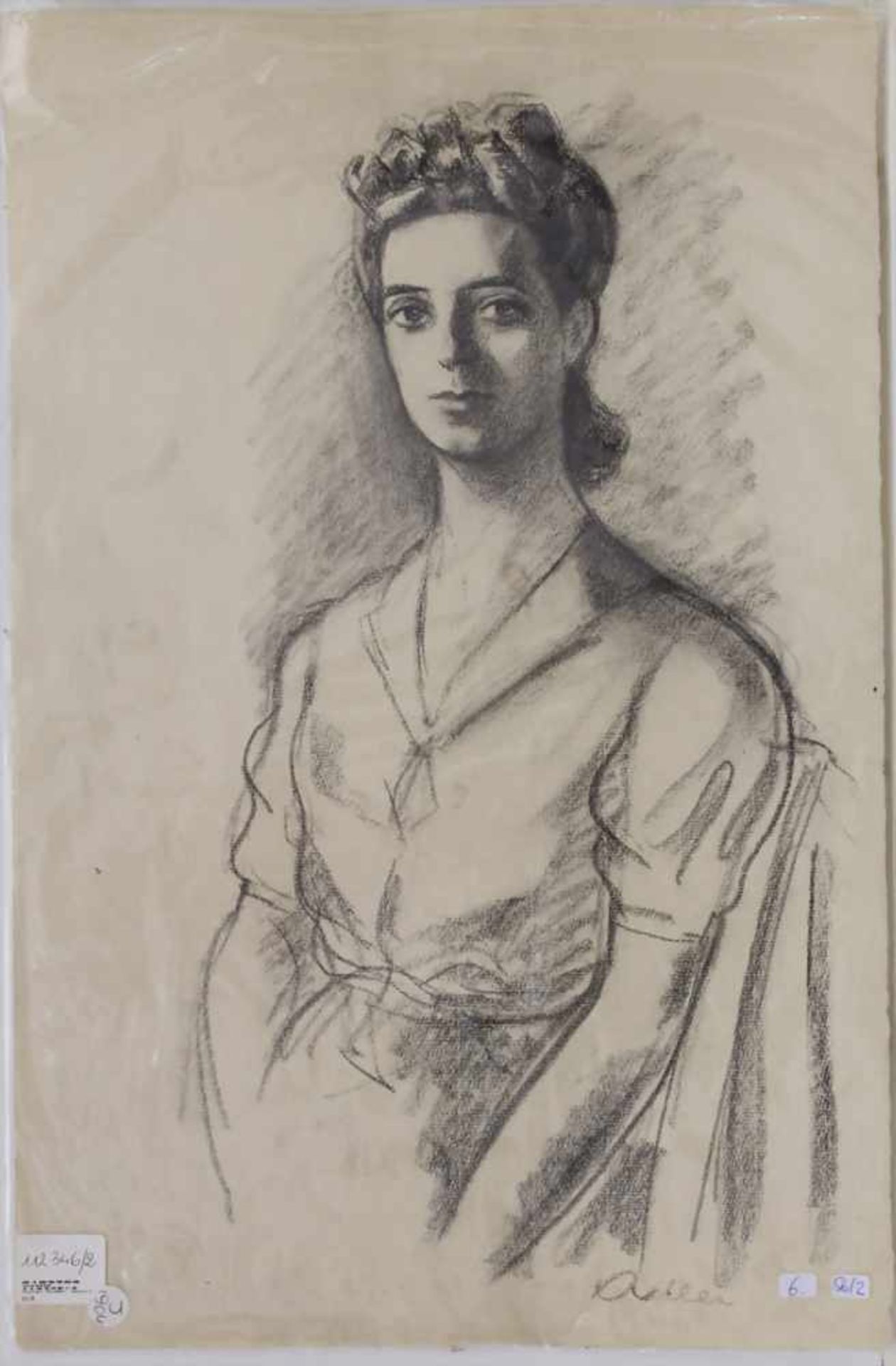 Michel Adlen (1898-1980), 'Porträt einer jungen Dame' / 'A portrait of a young lady'Technik: Kohle - Image 3 of 7