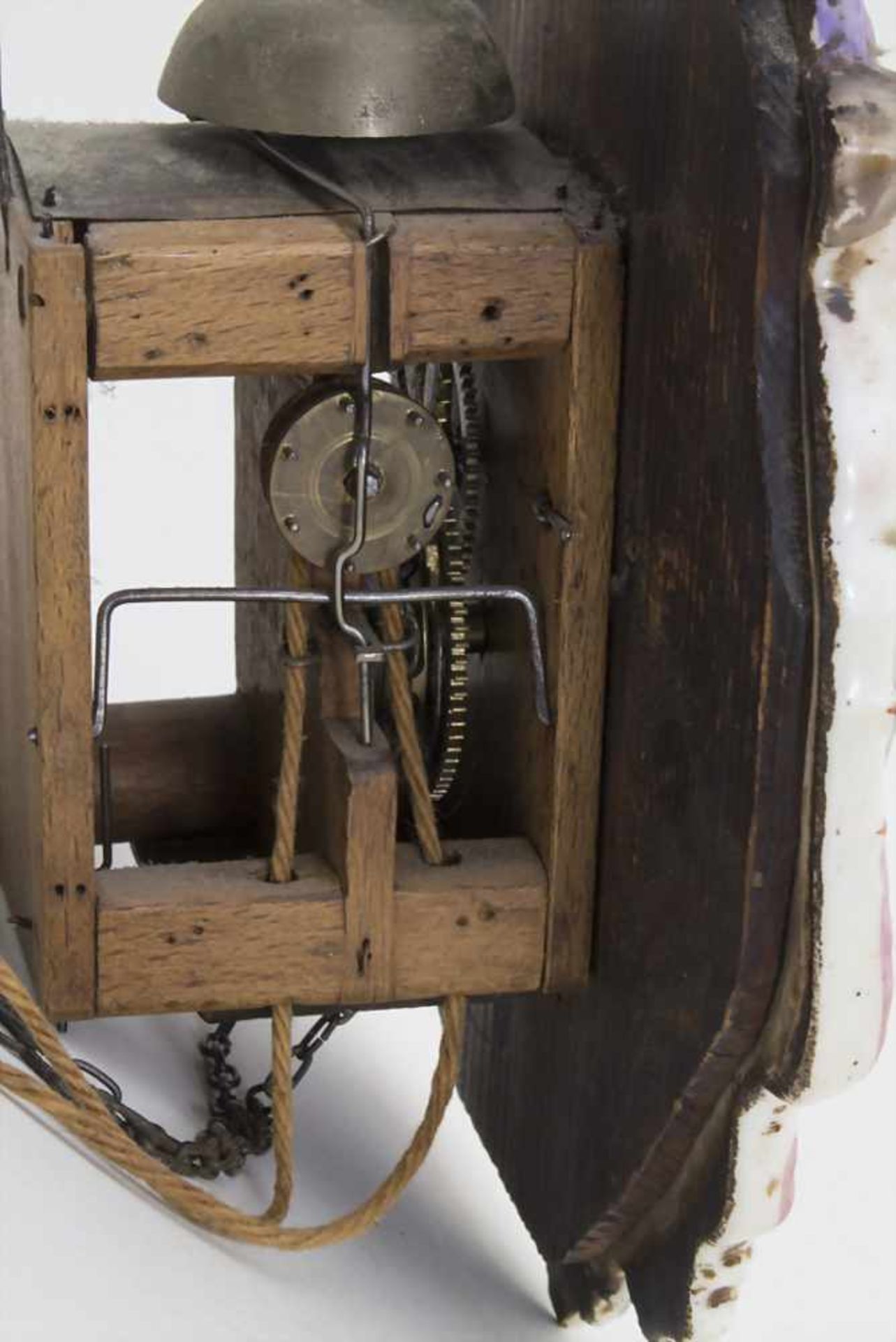 Jockele / A Black Forest clock, deutsch, um 1860Zifferblatt: Porzellan, bemalt,Werk: - Bild 6 aus 6