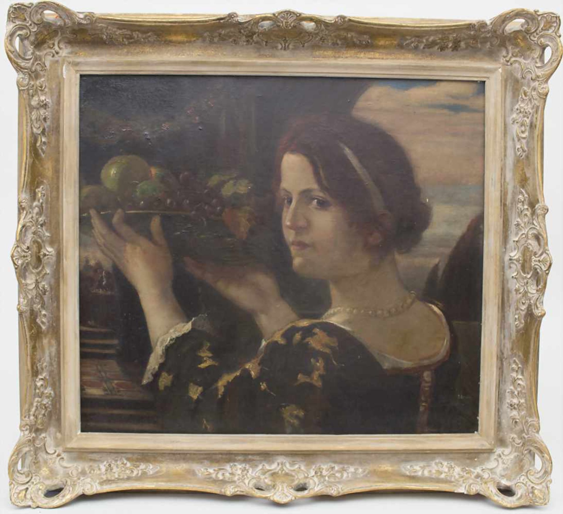 Rudolf Köselitz (1861-1949), Präraffaelit, 'Junge Dame mit Obstschale' / 'A young lady with fruit - Image 2 of 5
