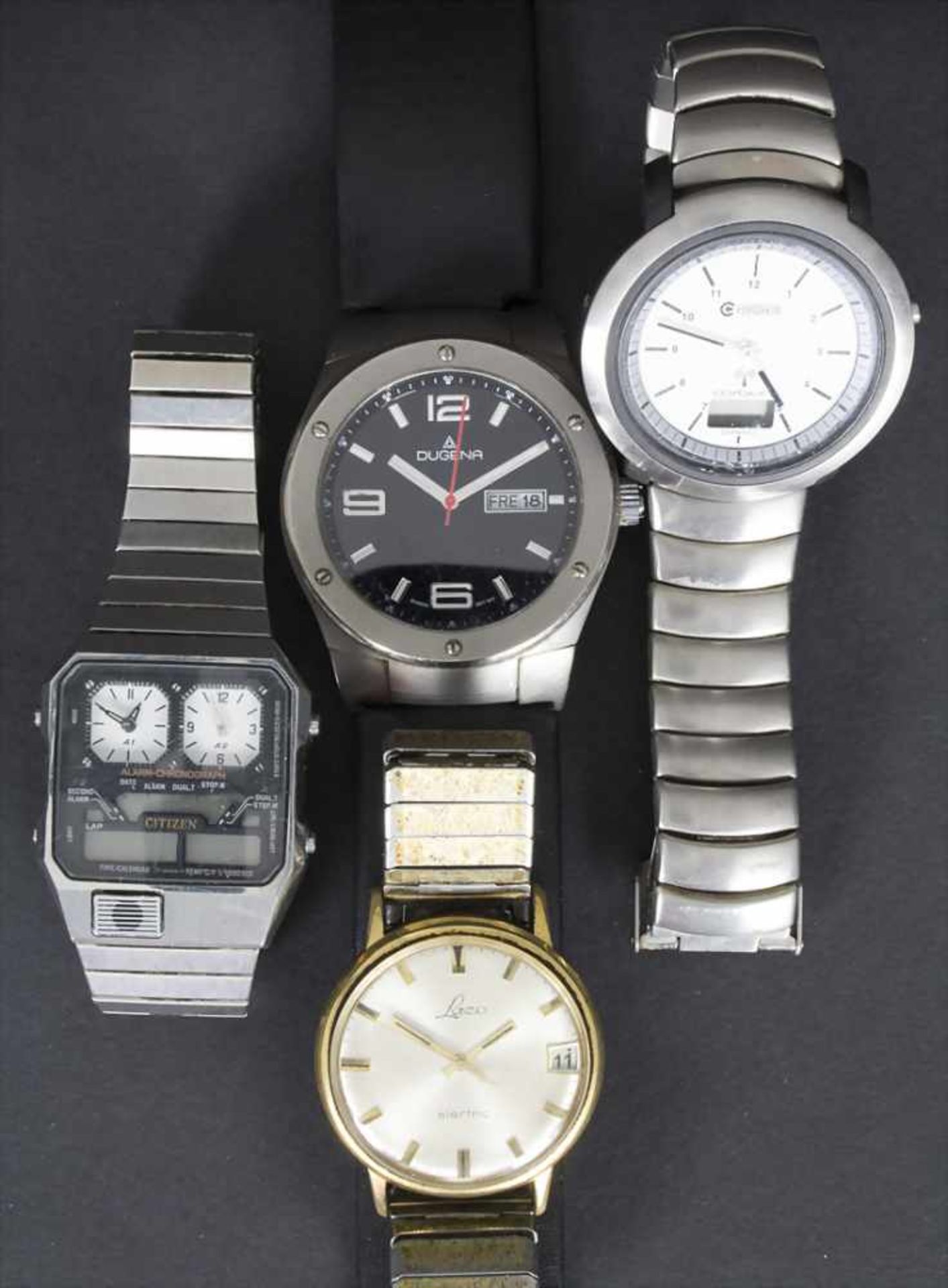 Konvolut 4 Armbanduhren / A set of 4 wrist watchesHersteller: Dugena, Laco, Eurochron, Citizen,