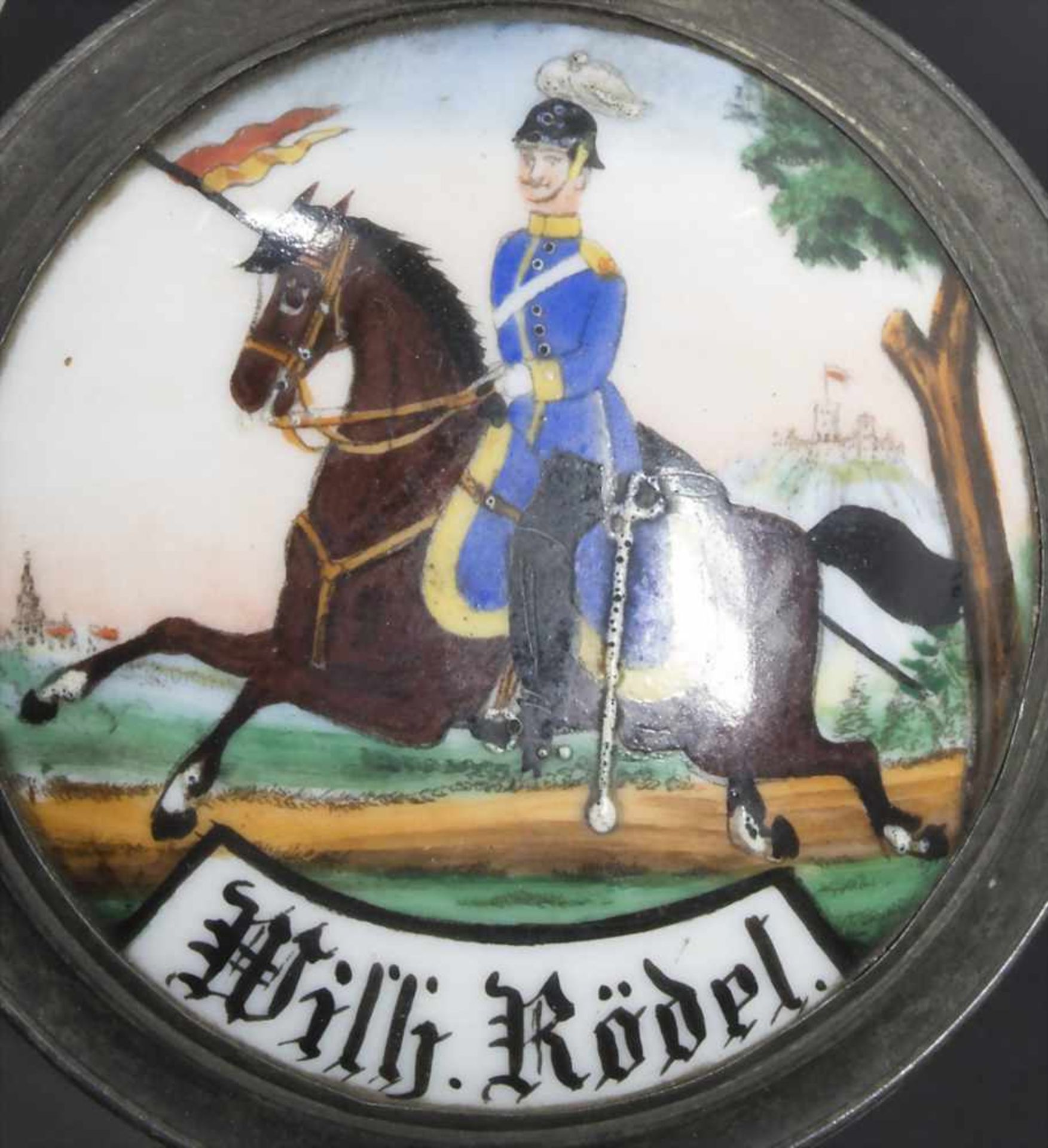 Reservistenkrug / A reservist beer mug, Schwetzingen, Baden, 1900Einheit: 2. Badisches Dragoner-