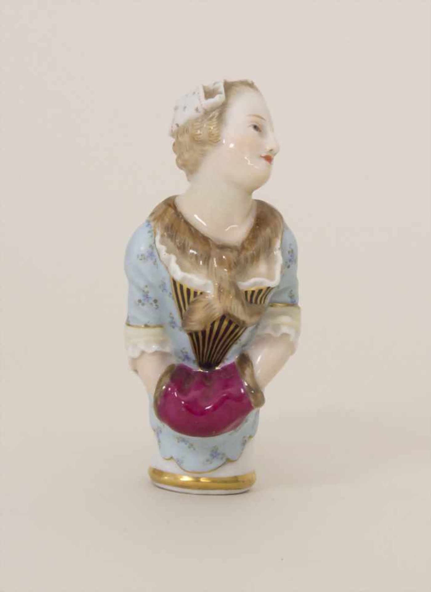 Seltener figürlicher Stockgriff 'Dame mit Muff' / A rare figural cane handle 'A lady with a muff', - Bild 3 aus 8