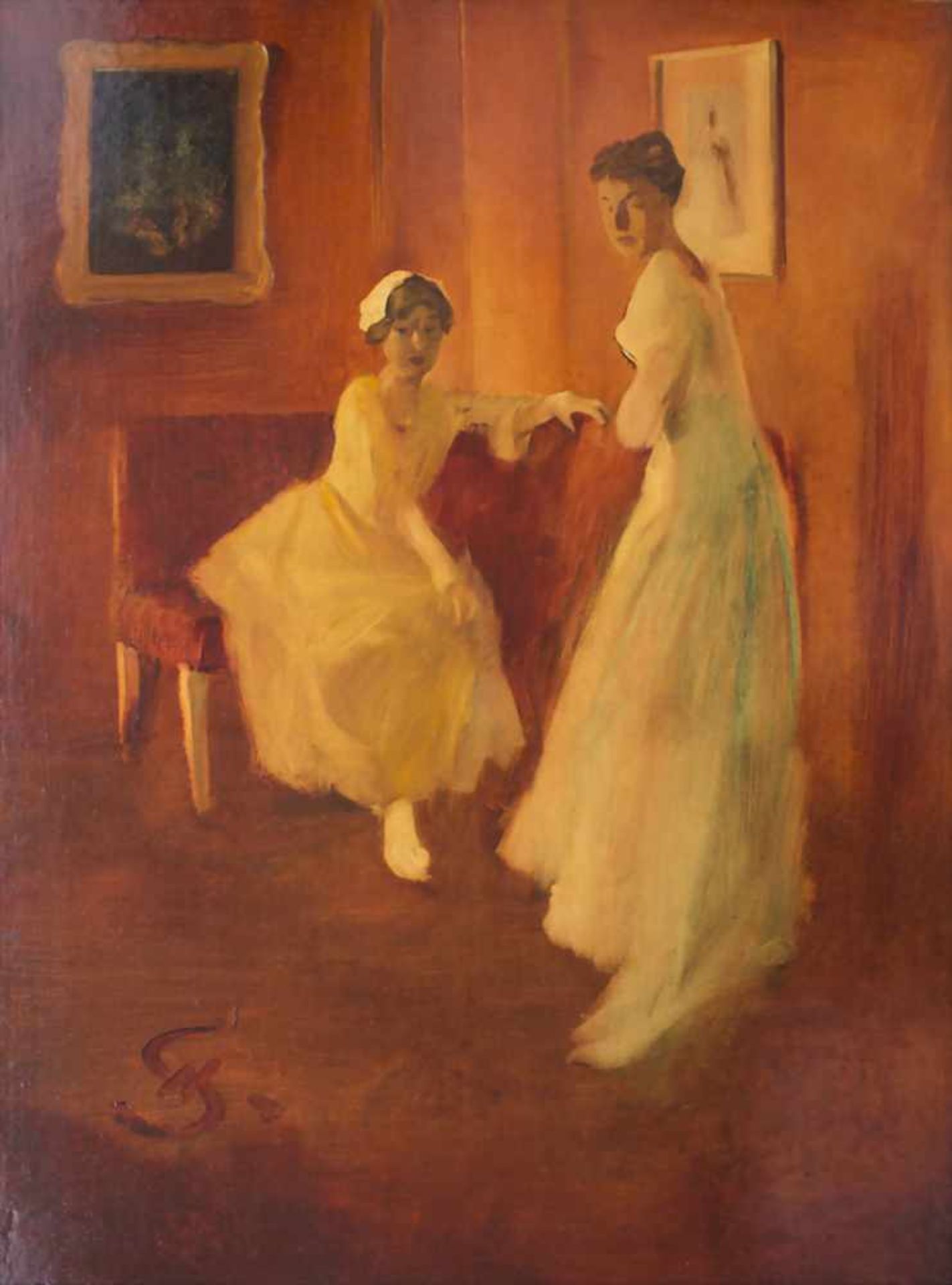 Wilhelm Schreuer (1866-1933), 'Damen im Salon' / 'Ladies in the parlour'Technik: Öl auf Platte,