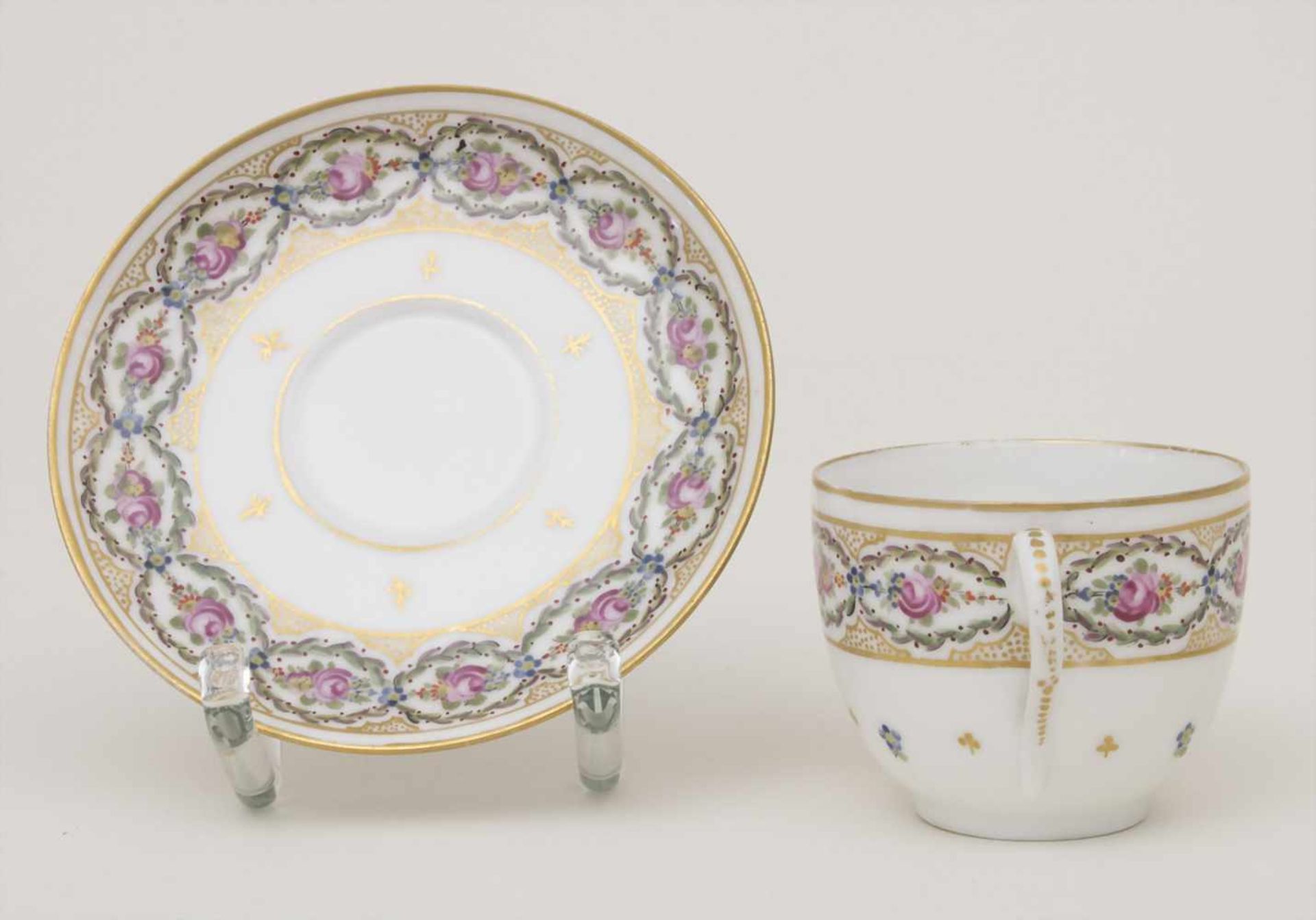 Mokkatasse u. UT mit Monogramm AM / A demitasse and saucer with monogram AM, Manufacture de la - Image 4 of 6