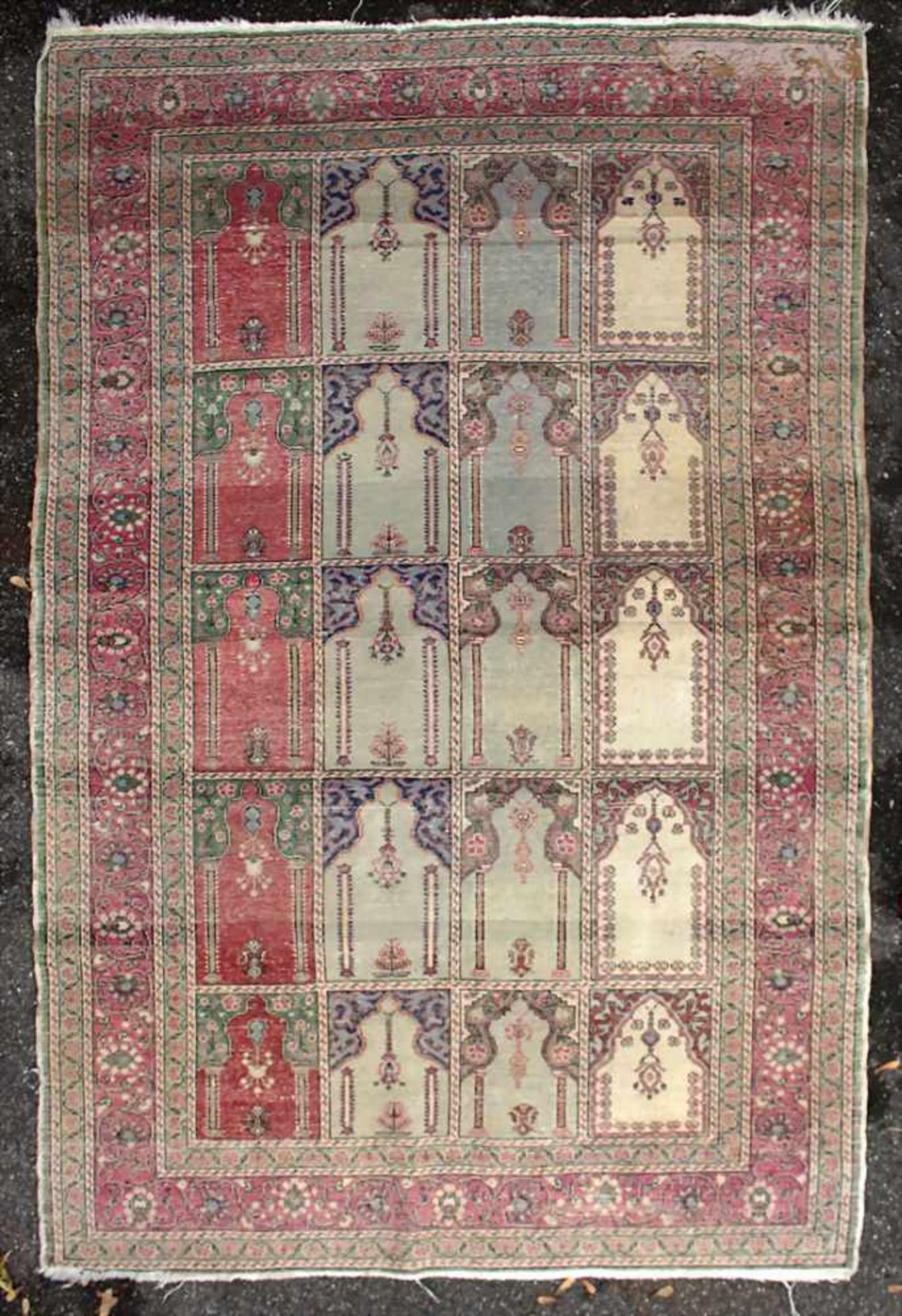Orienttepppich mit Gebetsnischen / An oriental carpet with mihrabsMaterial: Wolle auf Baumwolle, - Image 5 of 11