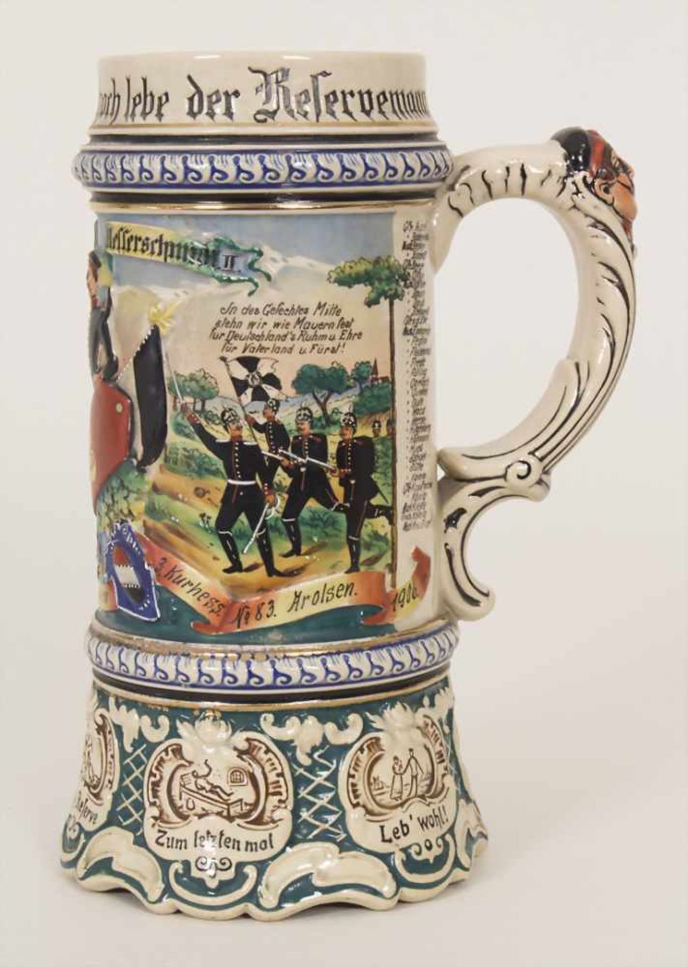 Reservistenkrug / A reservist beer mug, Arolsen, Hessen, 1906Einheit: '11. Comp. Inft. Rgt. von - Image 2 of 21