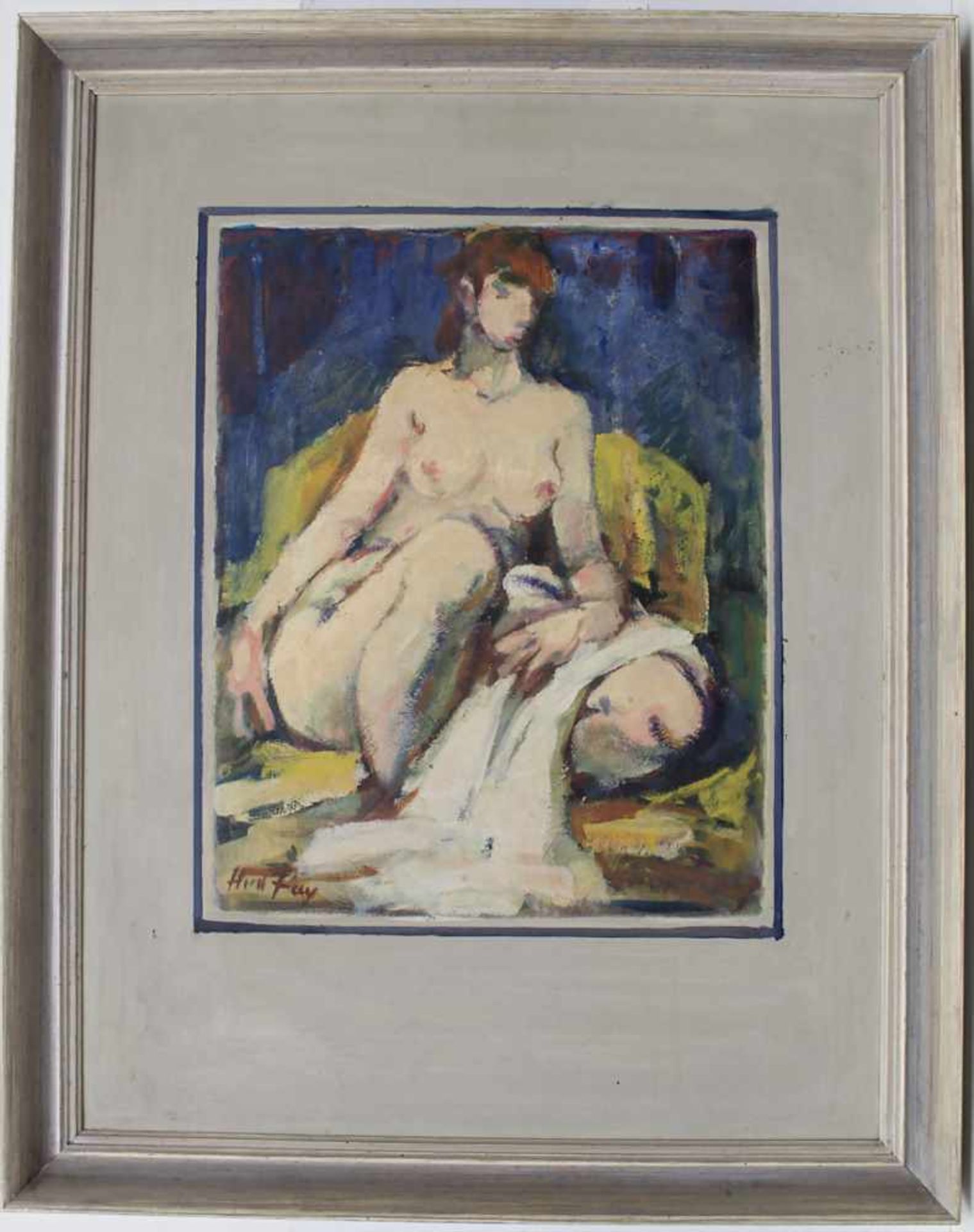 Hanns Fay (1888-1957), 'Weiblicher Akt' / 'A female nude'Technik: Öl auf Hartfaserplatte, gerahmt, - Image 2 of 4