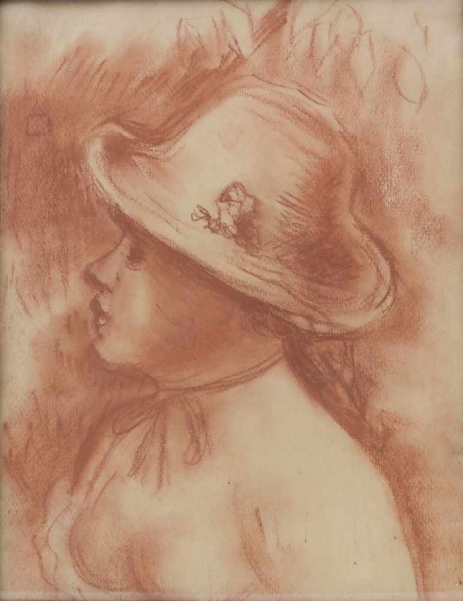 Künstler des 19./20. Jh., 'Porträt eines Mädchens mit Hut' / 'A portrait of a girl with hat'Technik: