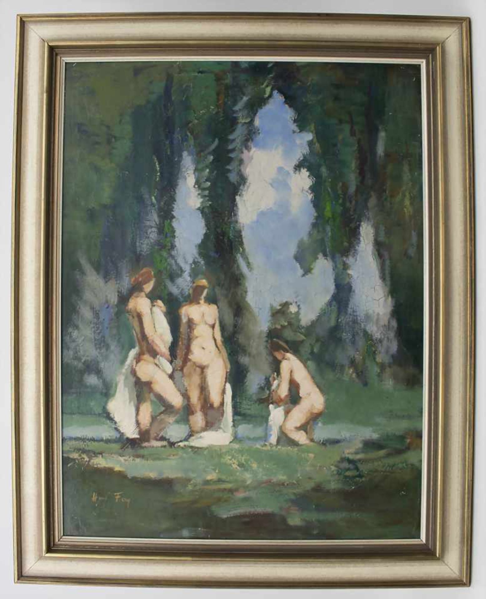 Hanns Fay (1888-1957), 3 weibliche Akte 'Badende' / '3 female nudes 'bathing women'Technik: Öl auf - Image 2 of 6