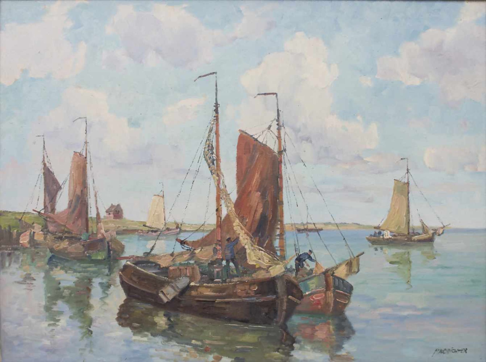 Max Richter (1860-?), 'Ausfahrende Fischerboote' / 'Leaving fishing boats'Technik: Öl auf