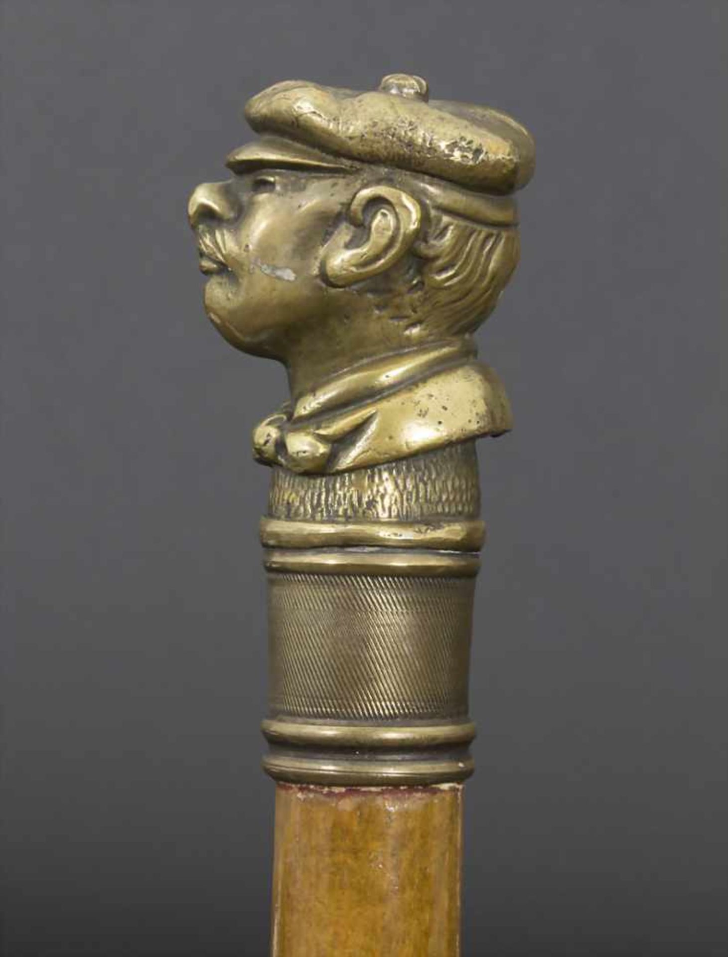 Gehstock mit Figurengriff 'Männerkopf' / A cane with figural handle 'Head of a man', um - Bild 2 aus 5
